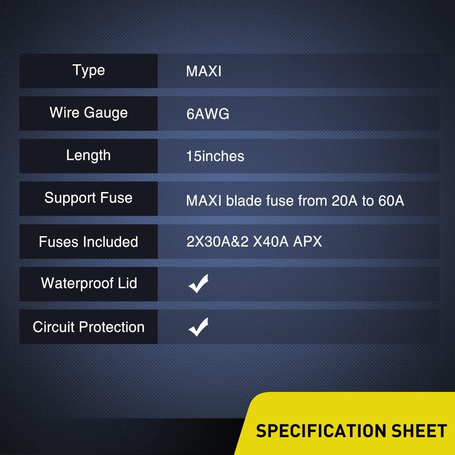 Nilight Soporte de Fusible Maxi 10AWG 2Pcs 30A 40A IP67