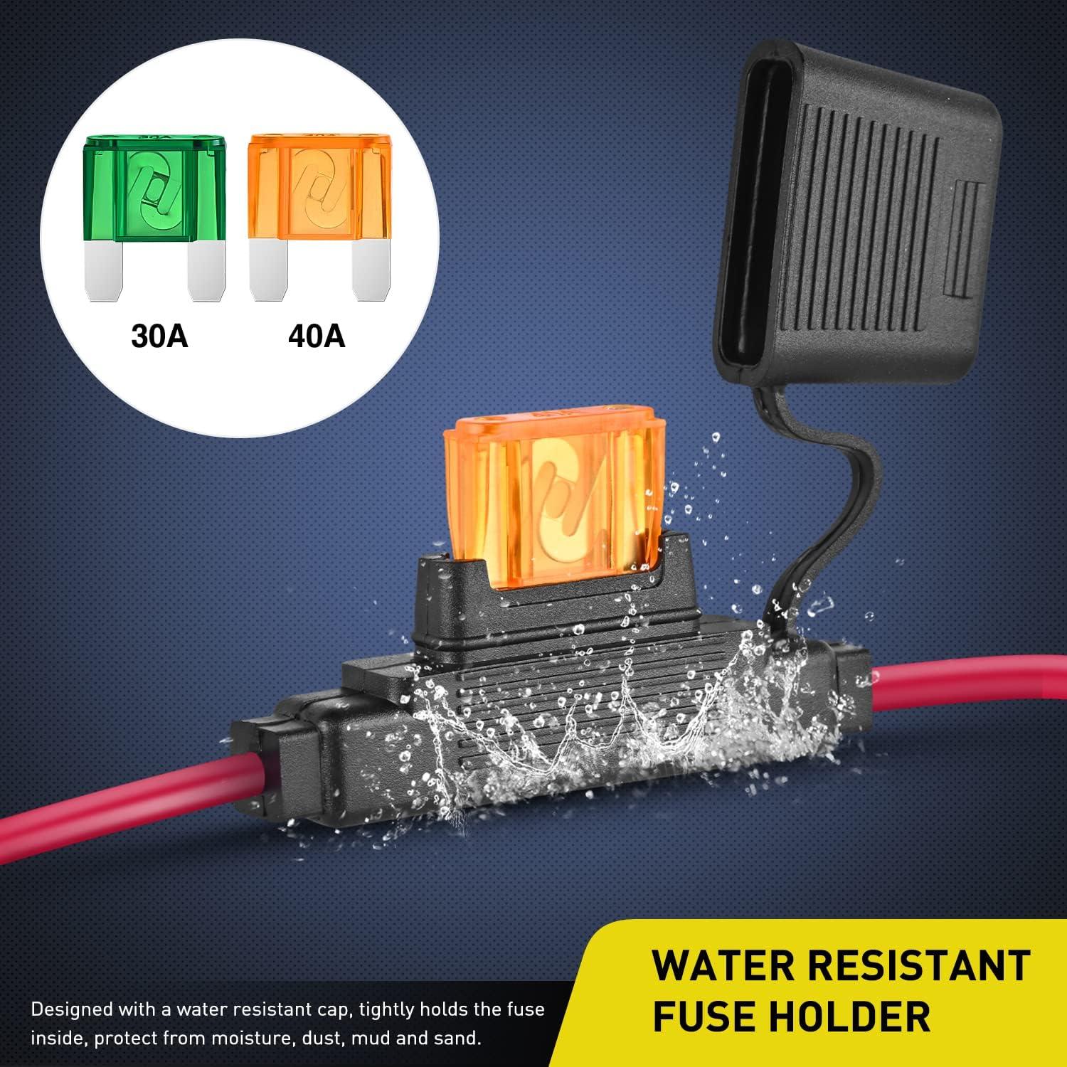 Nilight Soporte de Fusible Maxi 10AWG 2Pcs 30A 40A IP67