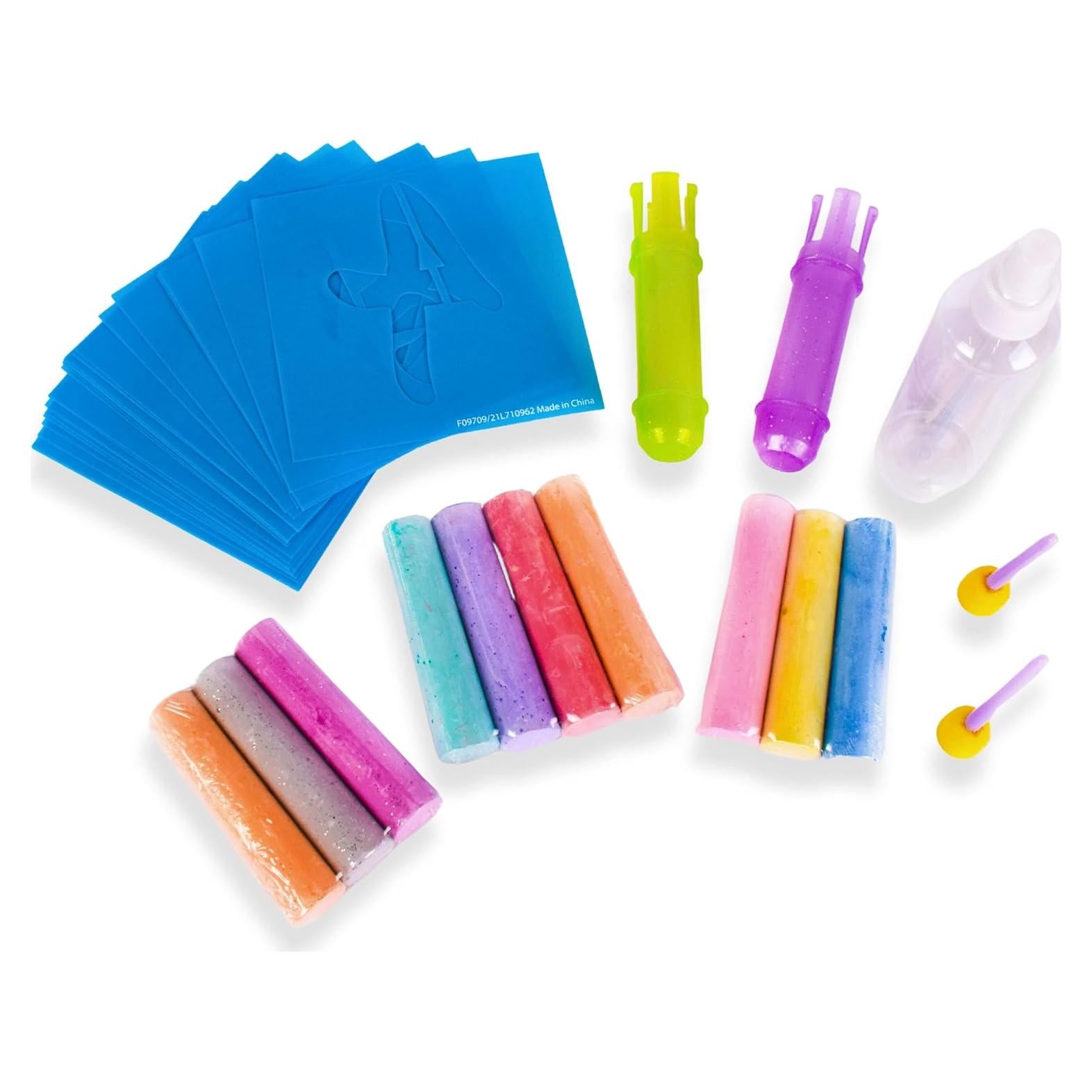 Set de Tiza Creativa Sunny Days - 10 Colores y 35 Plantillas