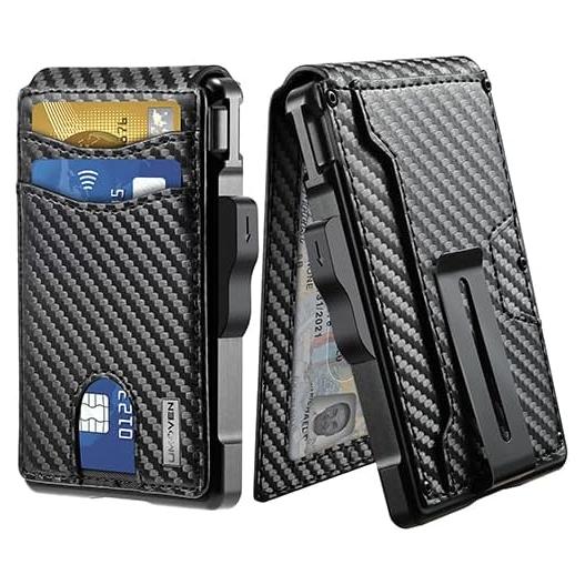 Cartera Minimalista Umoven para Hombres - Bloqueo RFID, 12 Tarjetas