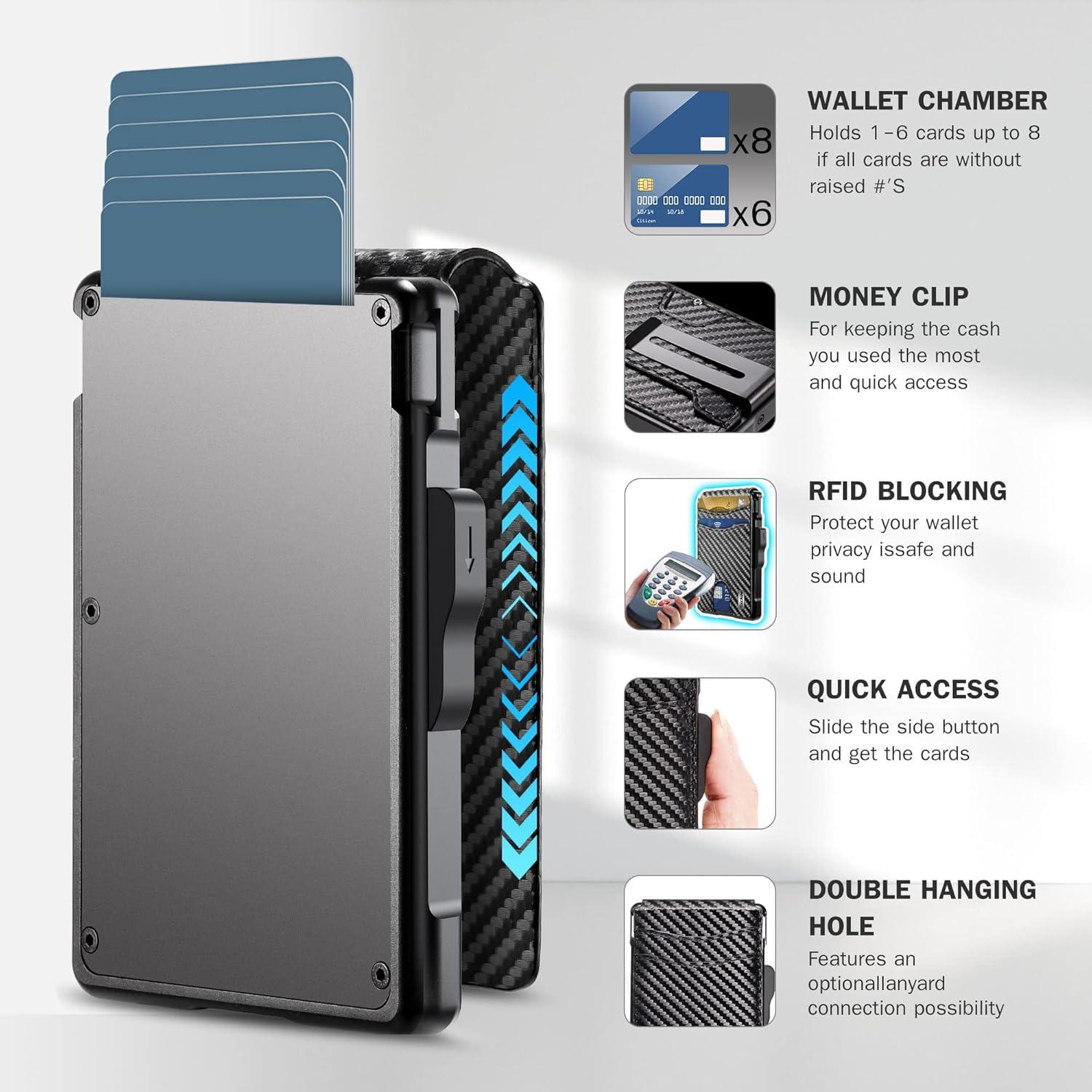 Cartera Minimalista Umoven para Hombres - Bloqueo RFID, 12 Tarjetas