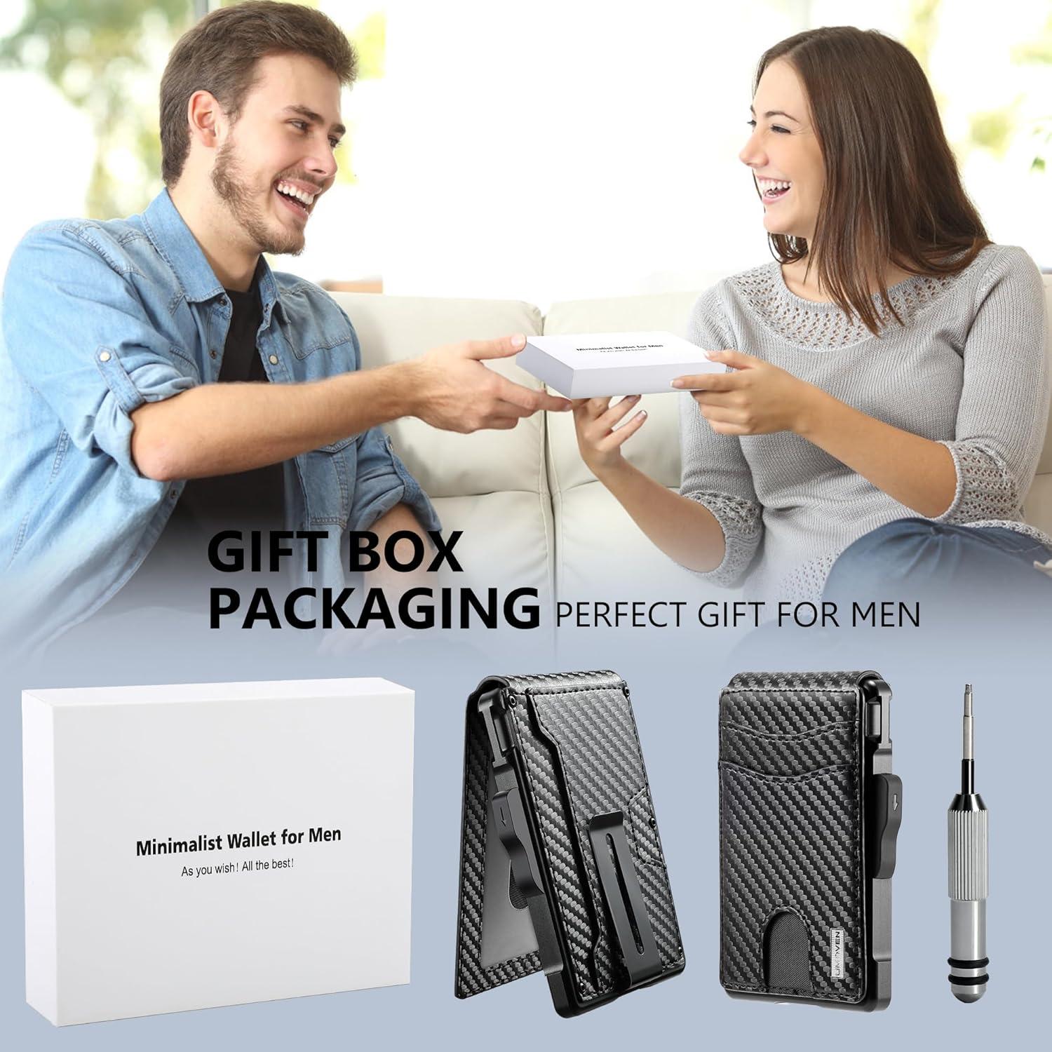 Cartera Minimalista Umoven para Hombres - Bloqueo RFID, 12 Tarjetas