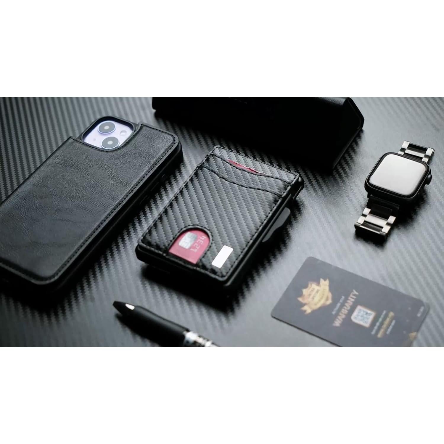 Cartera Minimalista Umoven para Hombres - Bloqueo RFID, 12 Tarjetas