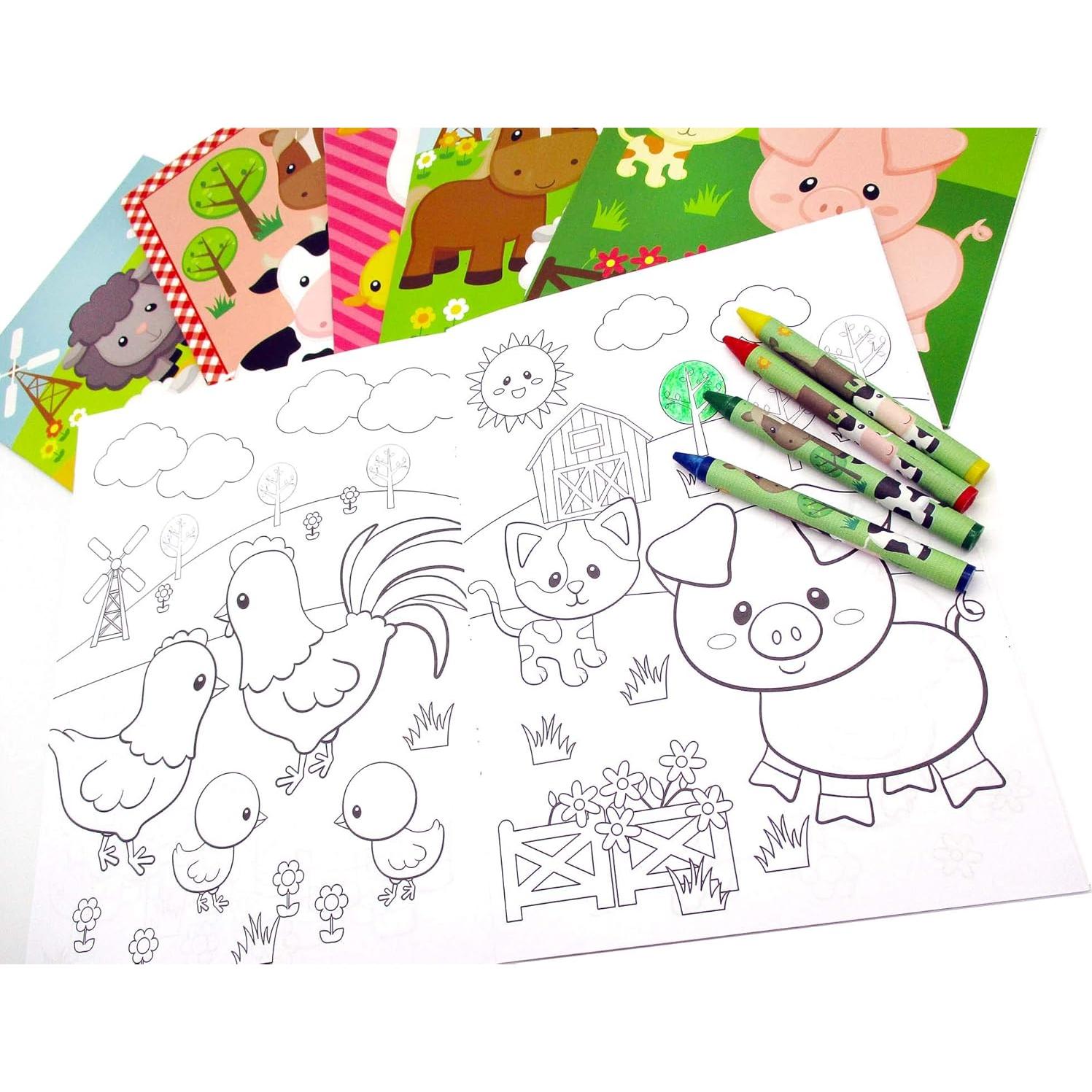 Libros para Colorear Tiny Mills 12 Libros y 48 Crayones