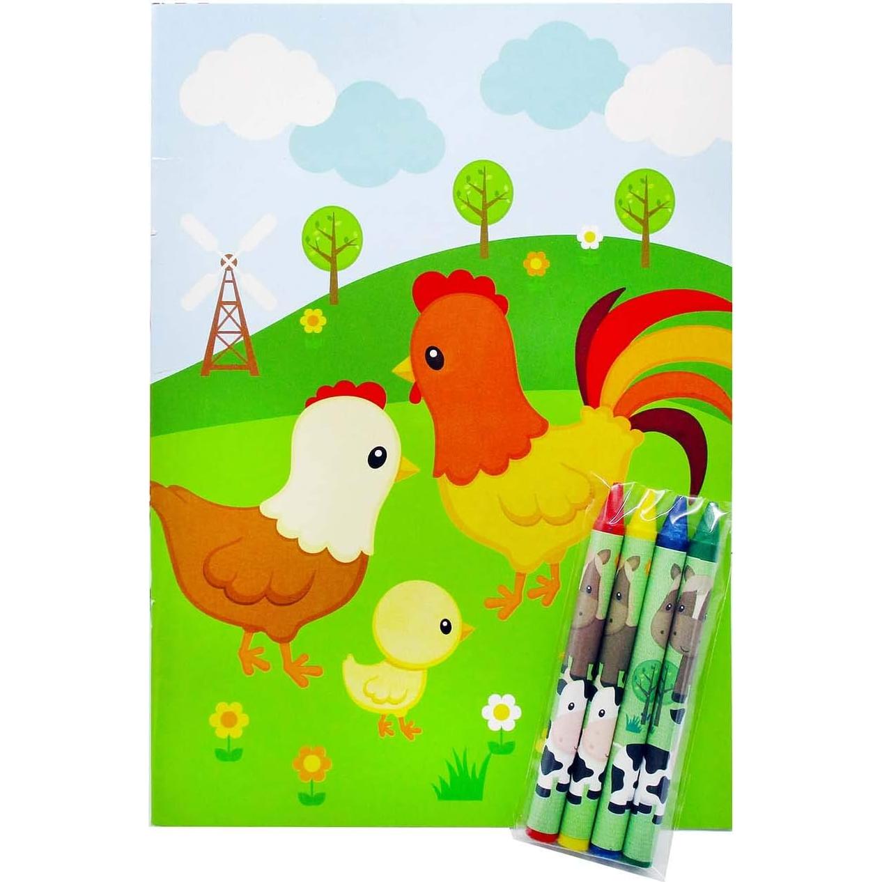 Libros para Colorear Tiny Mills 12 Libros y 48 Crayones