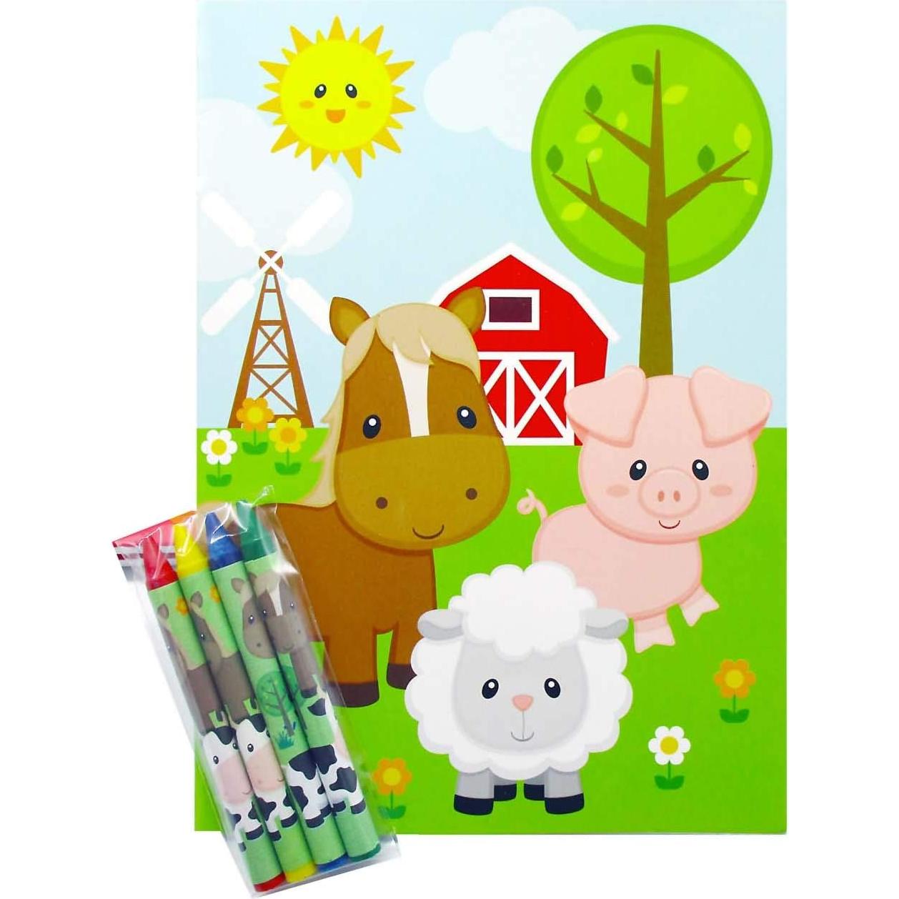 Libros para Colorear Tiny Mills 12 Libros y 48 Crayones