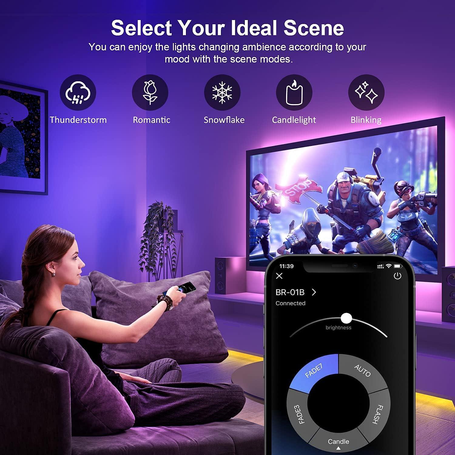 Luces LED RGB Nexillumi 2m para TV 24-30" Control APP
