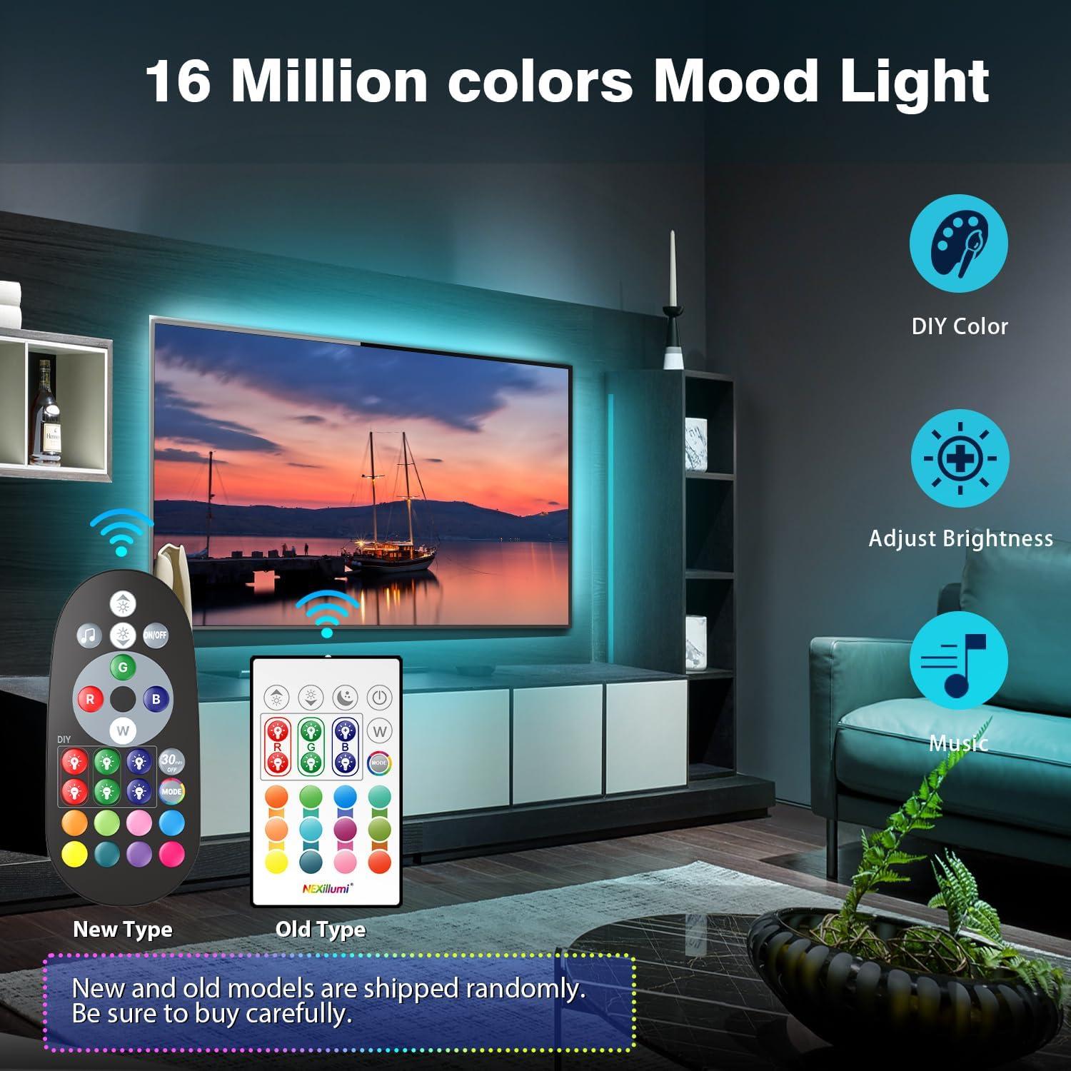 Luces LED RGB Nexillumi 2m para TV 24-30" Control APP