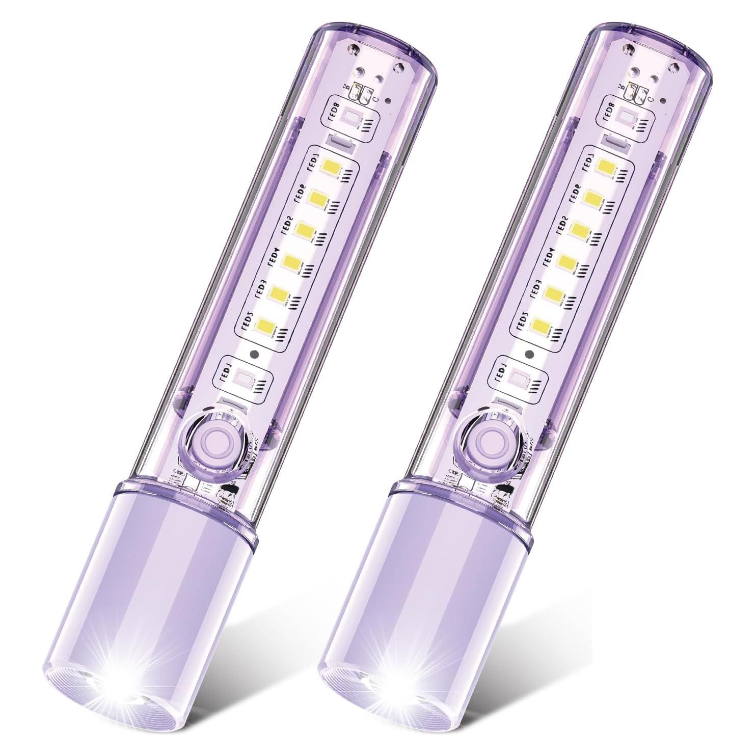 Linterna LED VAVOFO Morada Recargable USB-C Impermeable 3 Modos