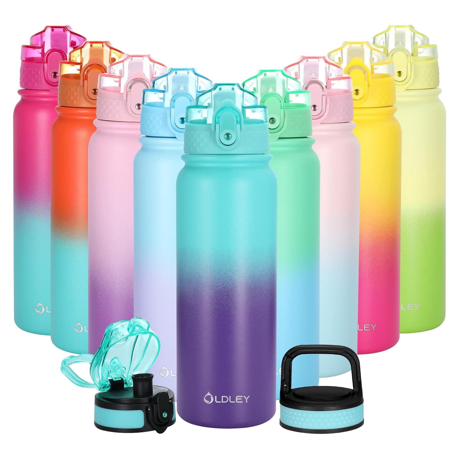 Botella de Agua Aislada OLDLEY 591ml con Pajilla y 3 Tapas