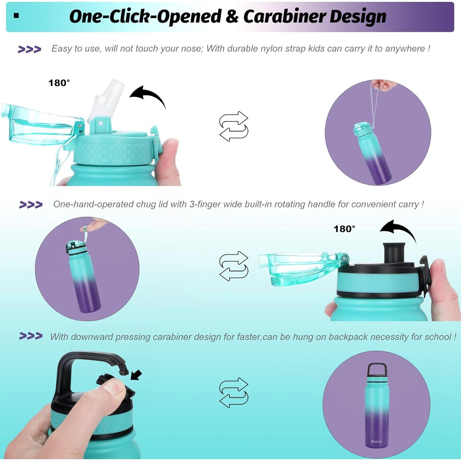 Botella de Agua Aislada OLDLEY 591ml con Pajilla y 3 Tapas