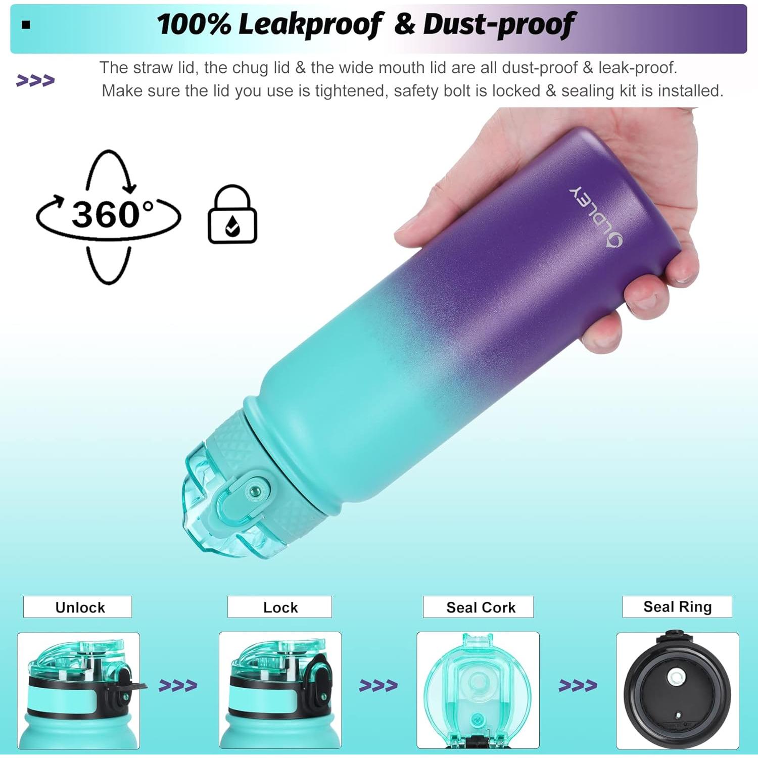 Botella de Agua Aislada OLDLEY 591ml con Pajilla y 3 Tapas