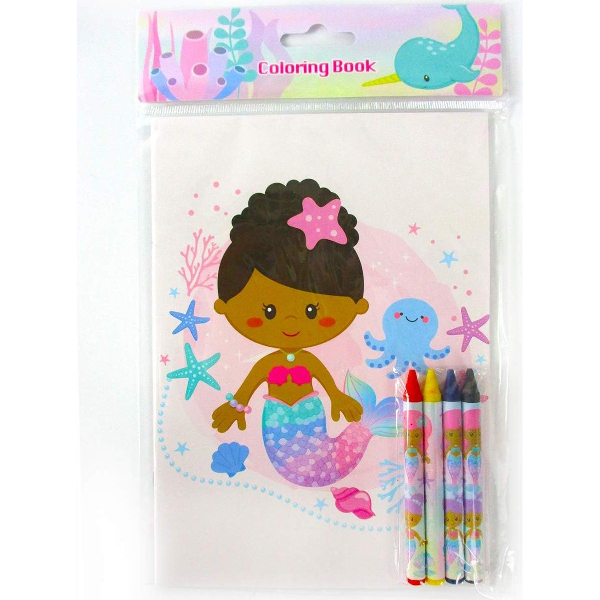 Set de Libros para Colorear Sirenas Arcoíris TINYMILLS 12 Libros y 48 Crayones