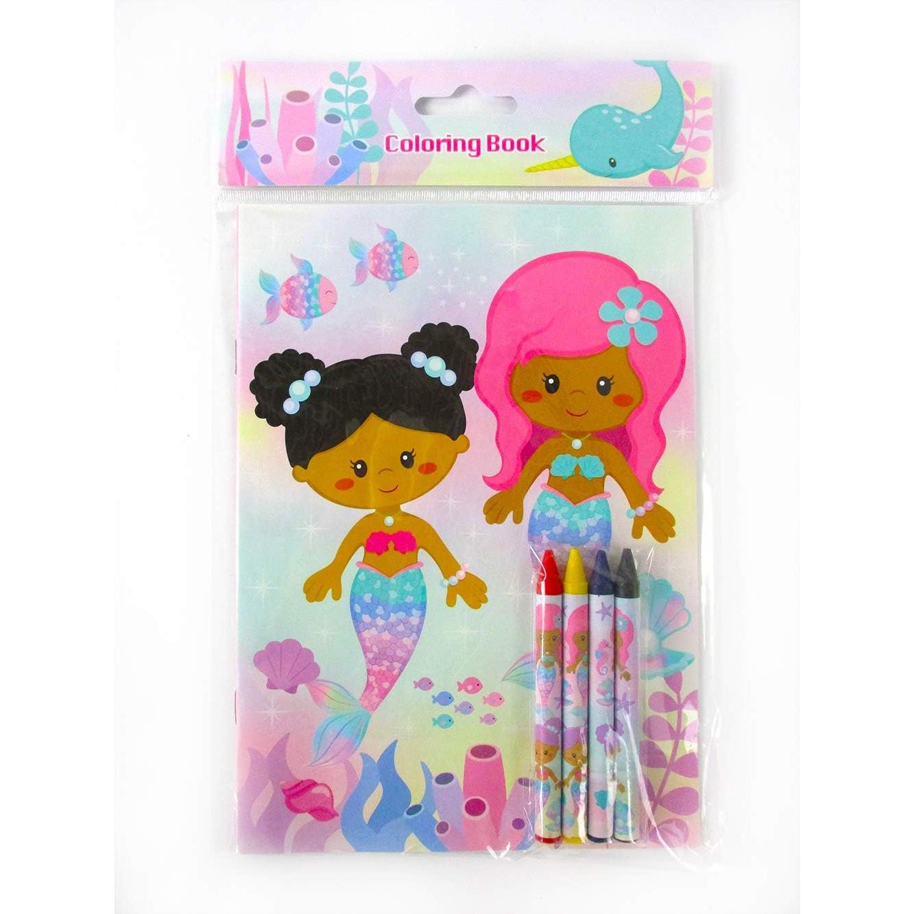 Set de Libros para Colorear Sirenas Arcoíris TINYMILLS 12 Libros y 48 Crayones