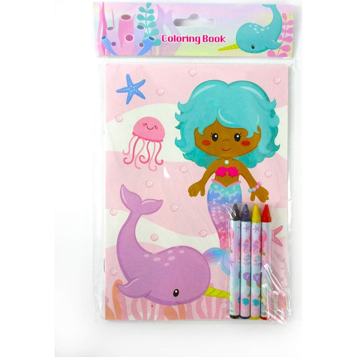 Set de Libros para Colorear Sirenas Arcoíris TINYMILLS 12 Libros y 48 Crayones