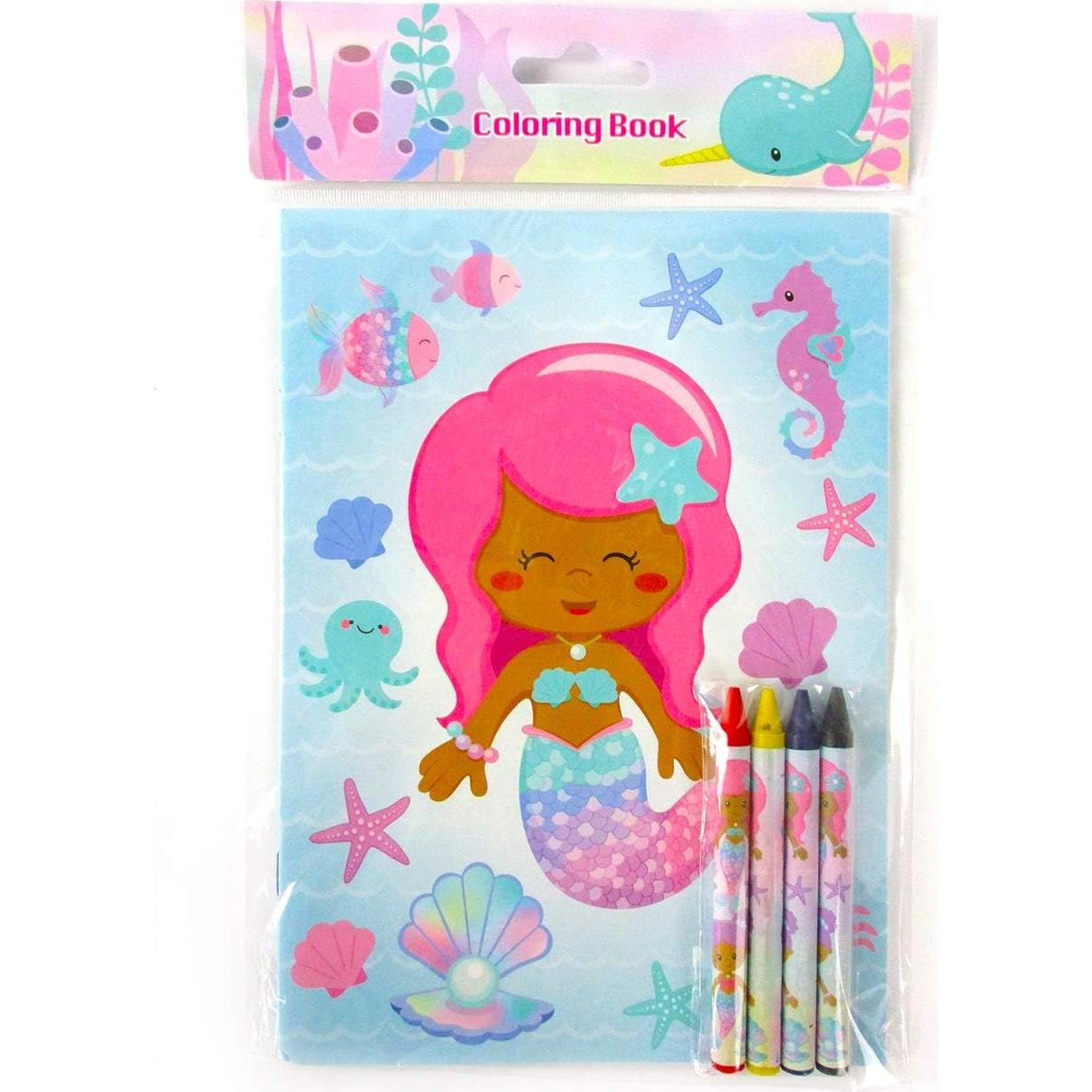 Set de Libros para Colorear Sirenas Arcoíris TINYMILLS 12 Libros y 48 Crayones