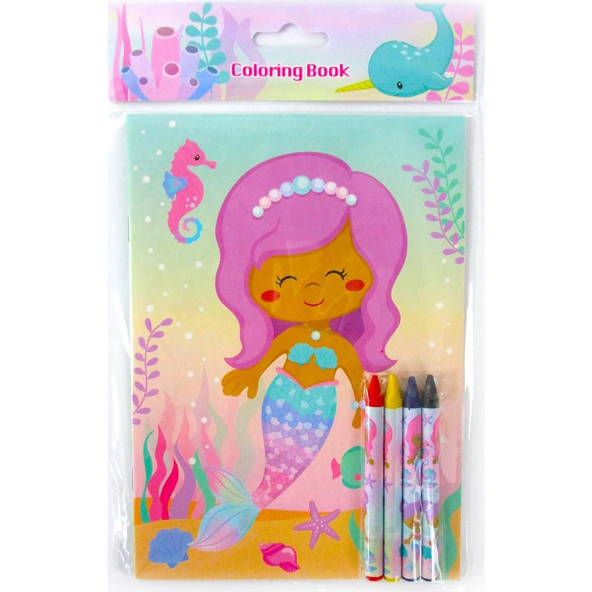 Set de Libros para Colorear Sirenas Arcoíris TINYMILLS 12 Libros y 48 Crayones