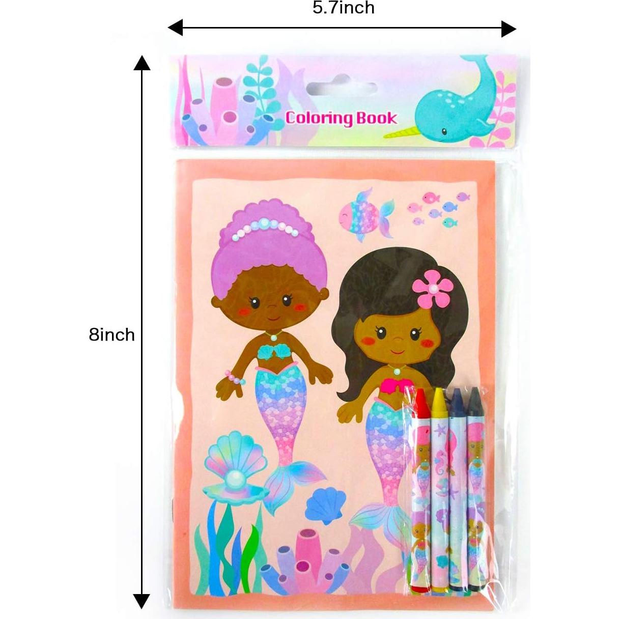 Set de Libros para Colorear Sirenas Arcoíris TINYMILLS 12 Libros y 48 Crayones