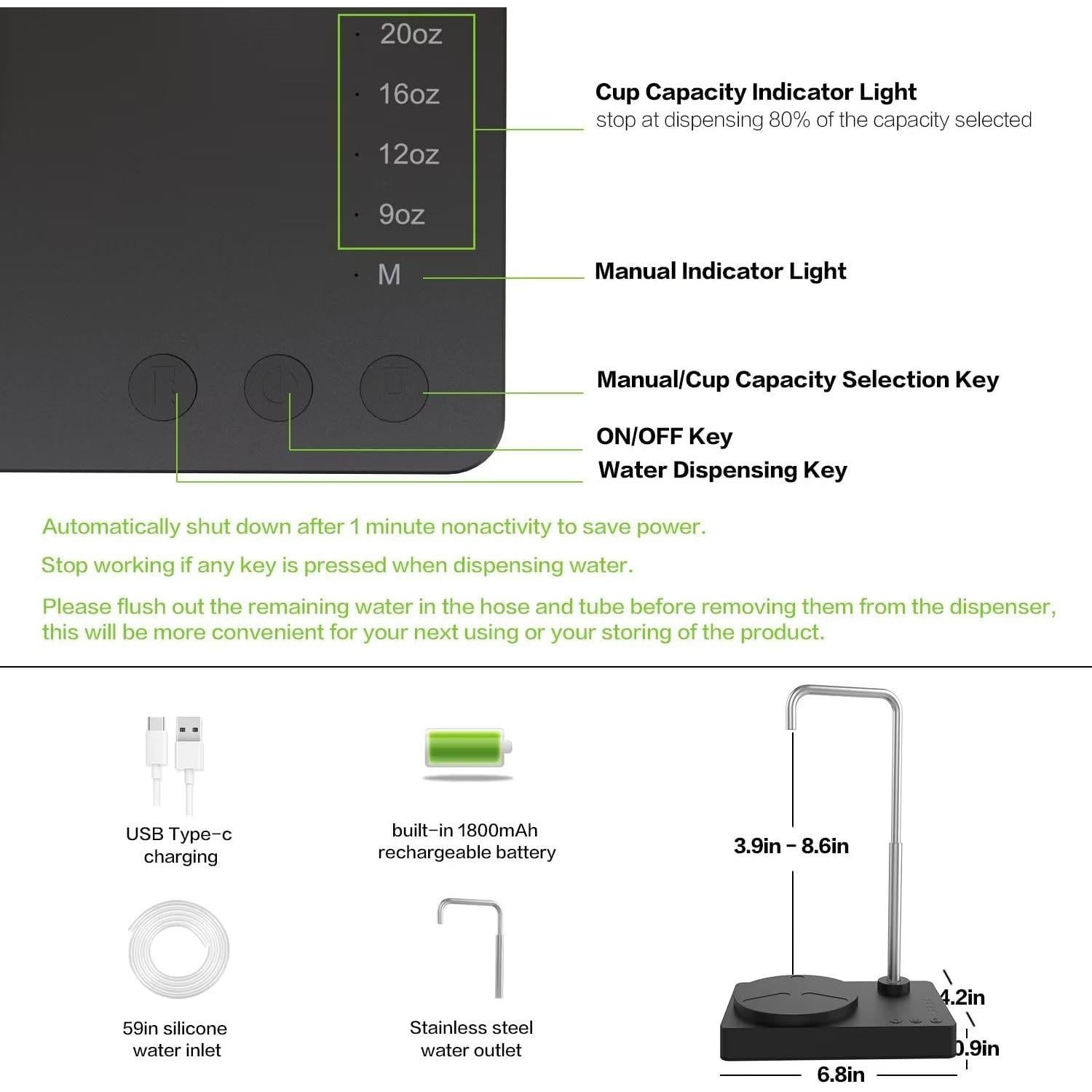 Dispensador de Agua de Escritorio BIFULLJOY 5 Galones Carga Inferior