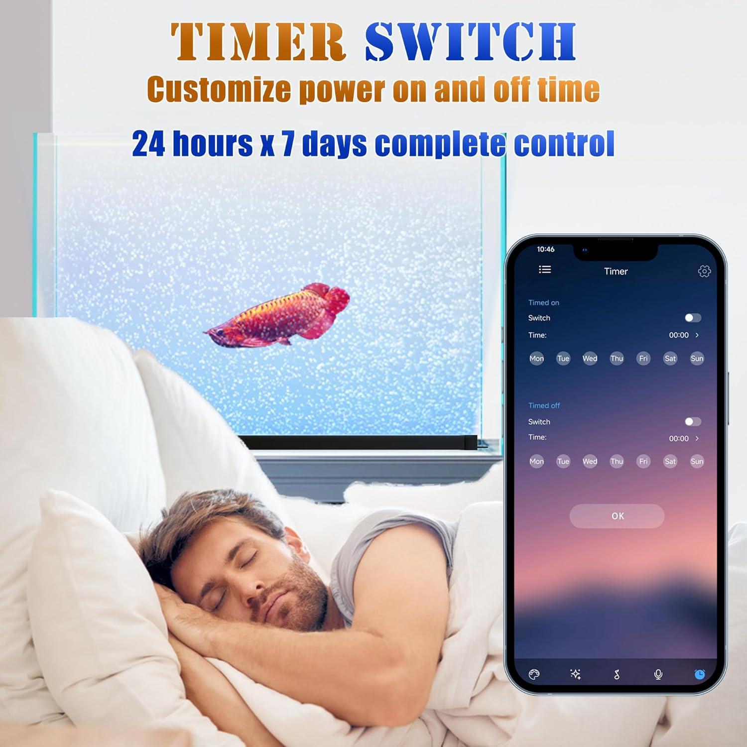 Luz de Acuario Inteligente con App y Burbujas Nano 24 cm