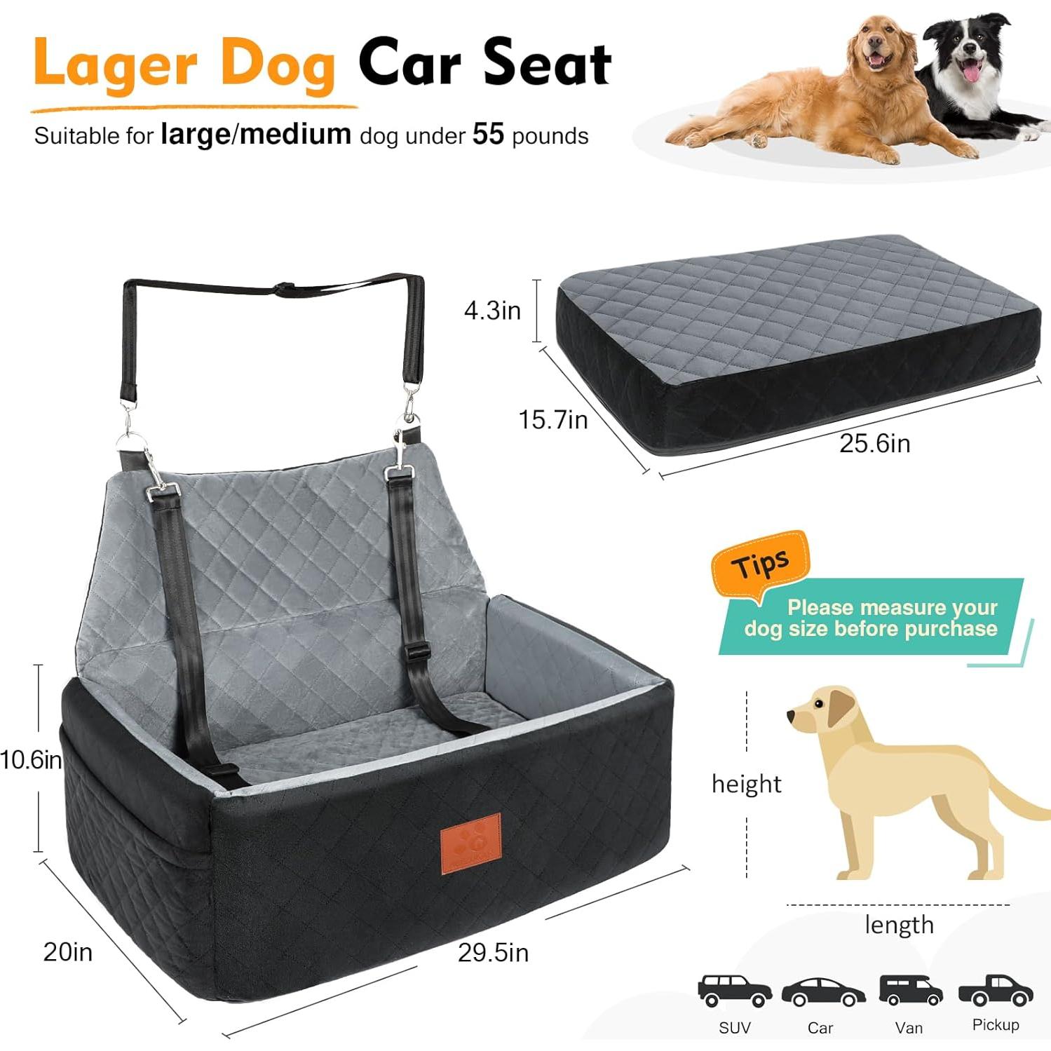Asiento de Coche para Perros Grandes NEEZUKAR 75x50cm