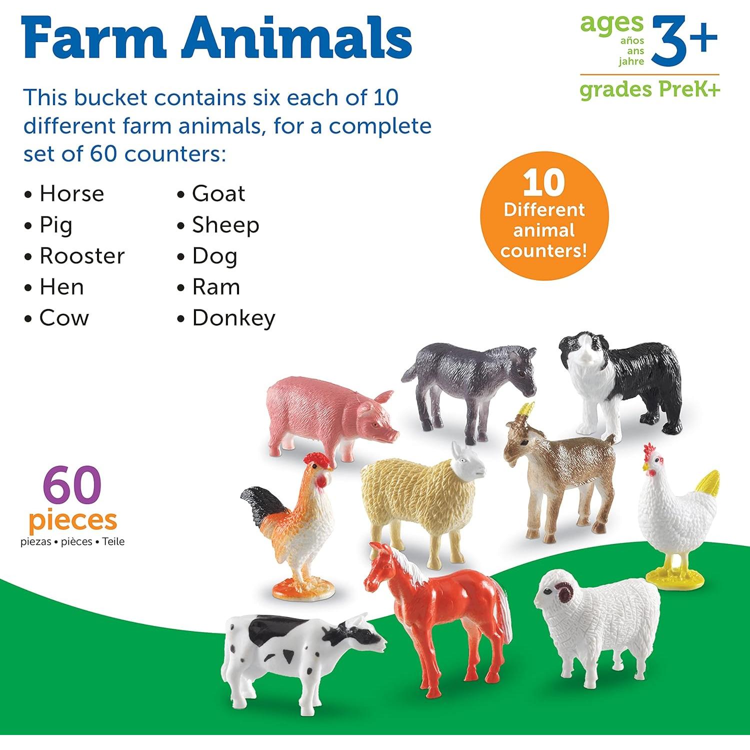 Contadores de Animales de Granja Learning Resources - 60 Piezas