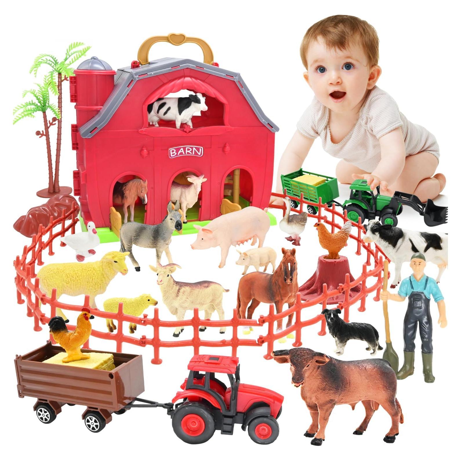 Juguete de Granja BOLZRA Set de Animales y Tractor