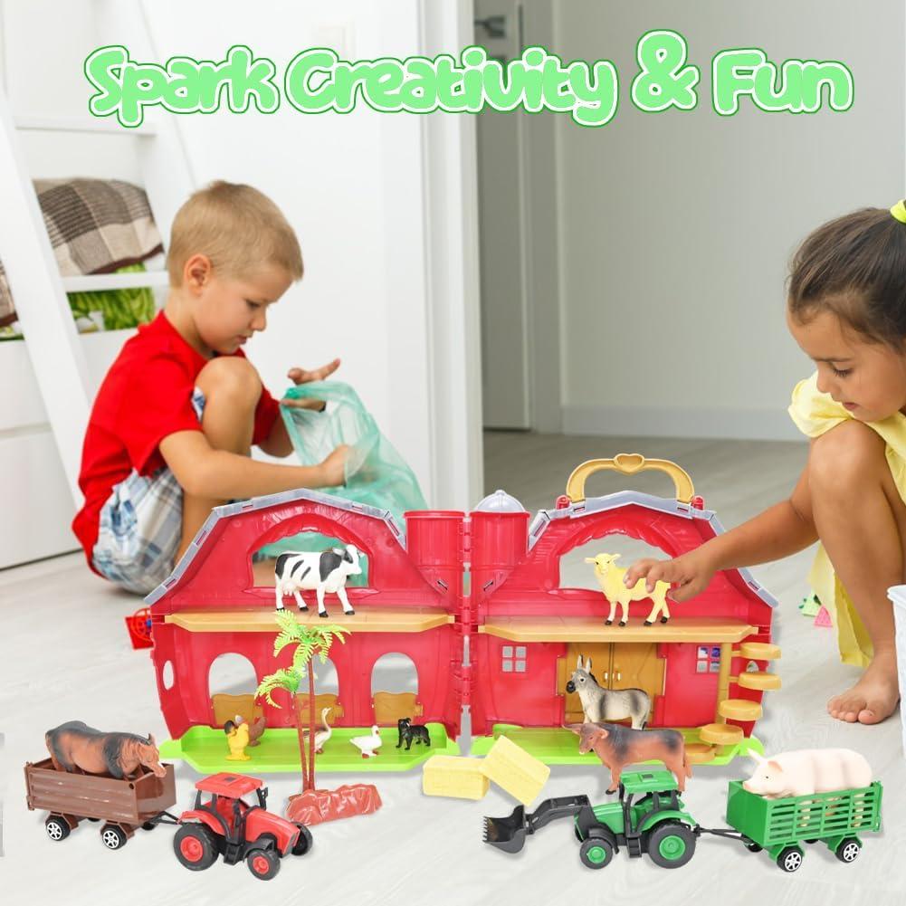 Juguete de Granja BOLZRA Set de Animales y Tractor