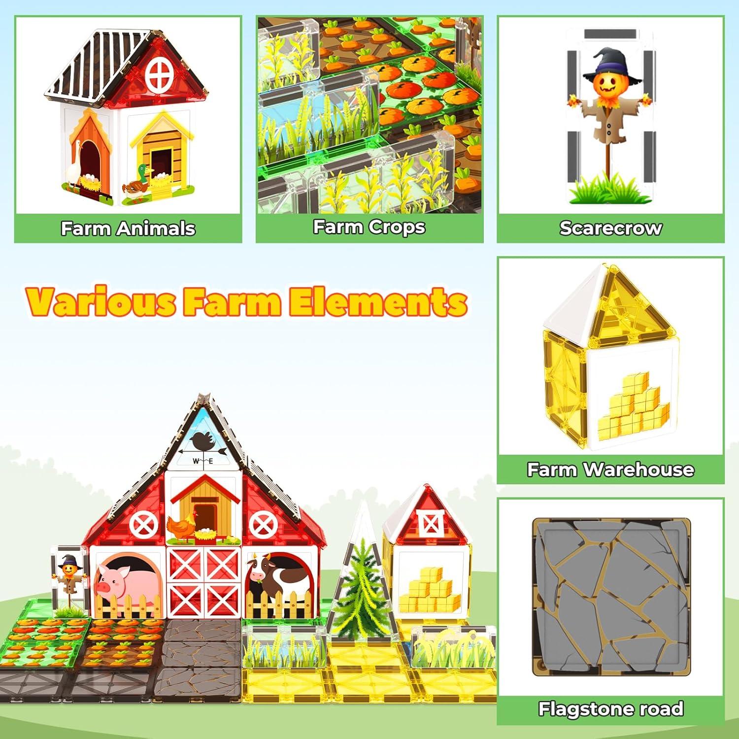 Juego de Juguetes Magnéticos de Granja BigShu - 68 Piezas