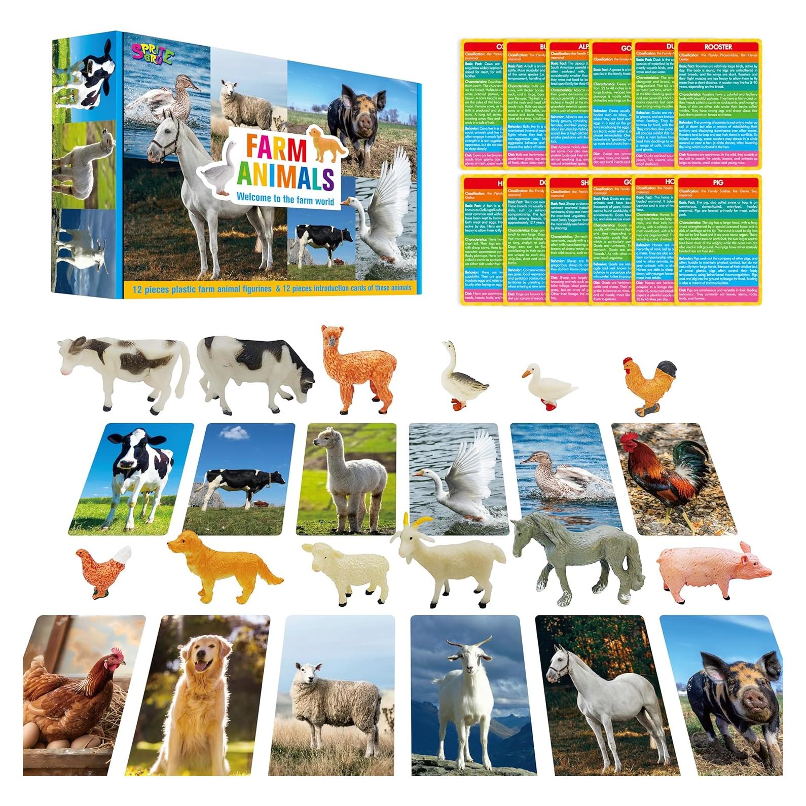 Juego Educativo 12 Figuras Animales de Granja SpriteGru