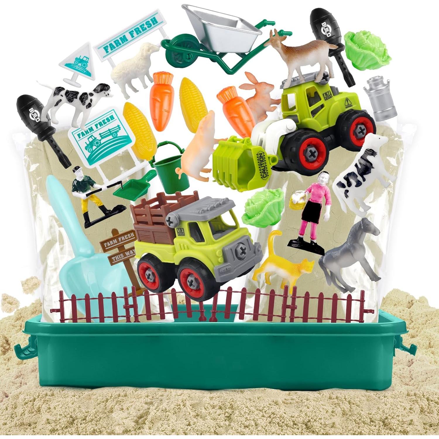 Caja Sensorial de Granja Aliex con 1 kg de Arena y Juguetes