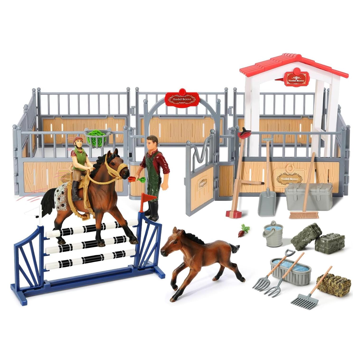 Juego de Establo de Caballos KIDBEST 26 Piezas para Niños