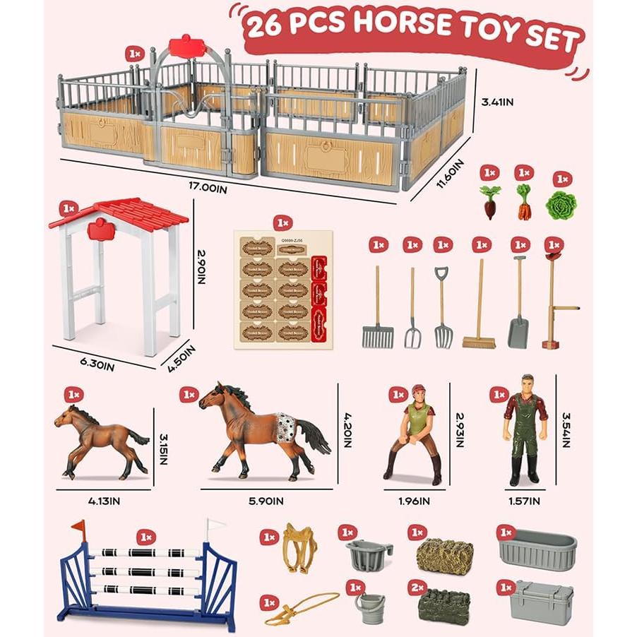 Juego de Establo de Caballos KIDBEST 26 Piezas para Niños