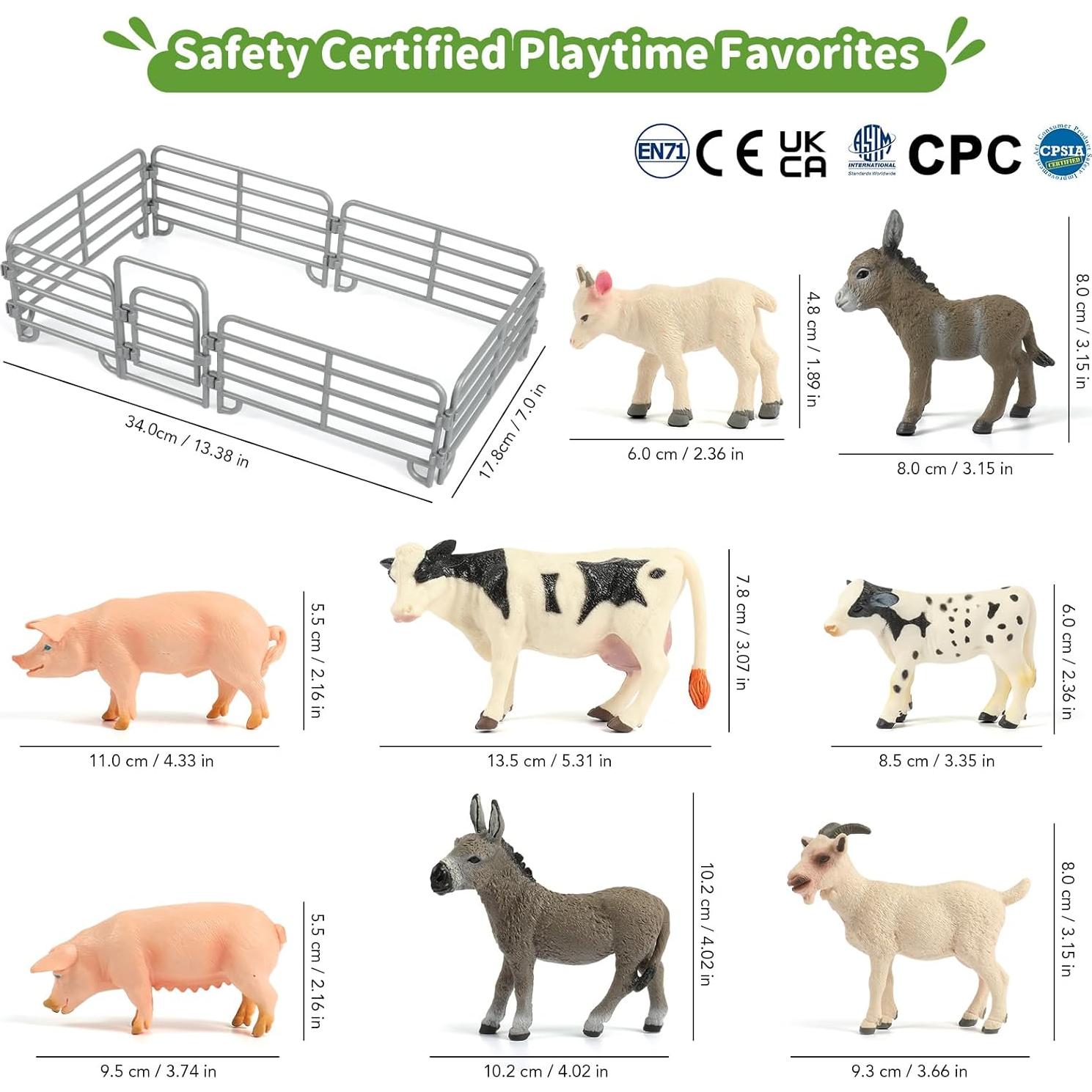 Juguetes de Animales de Granja DuDuMo Set Realista 8 Figuras