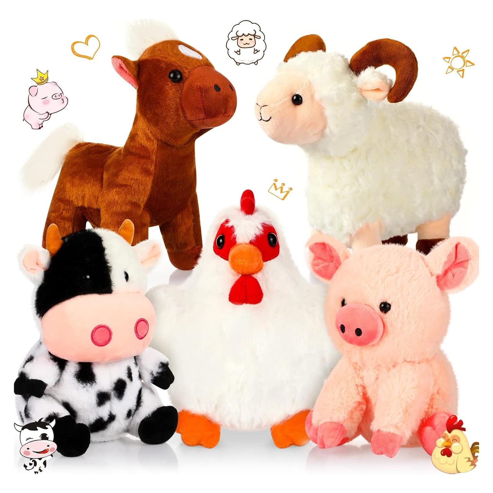 Conjunto de 5 Animales de Granja de Peluche Skylety 25 cm