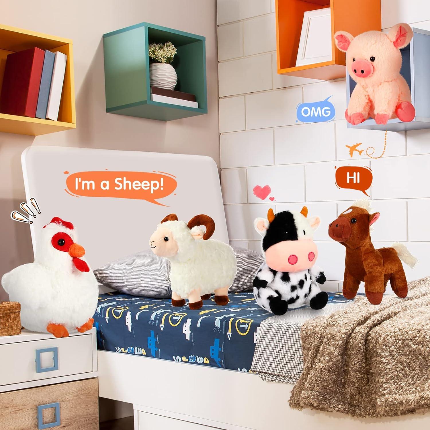 Conjunto de 5 Animales de Granja de Peluche Skylety 25 cm