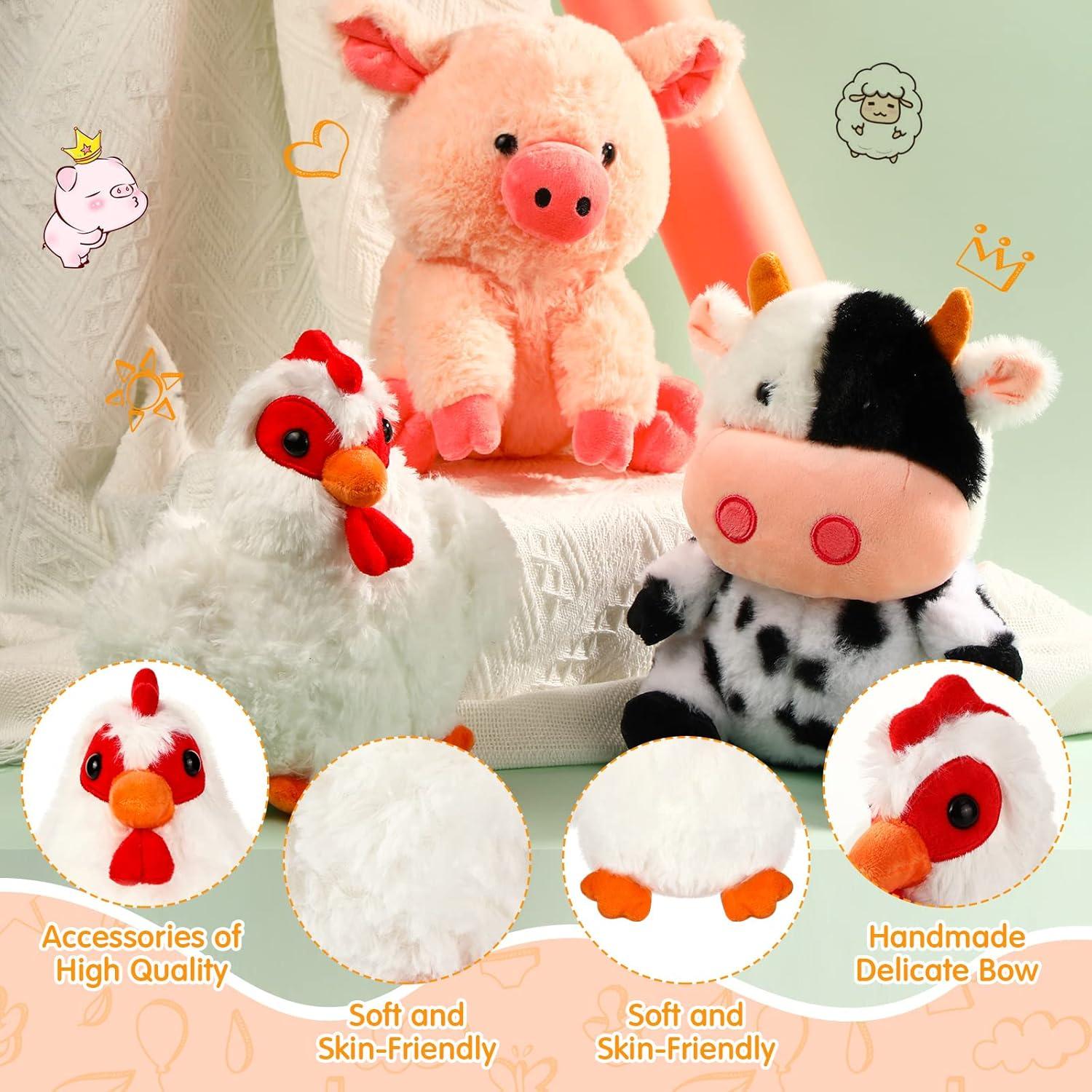 Conjunto de 5 Animales de Granja de Peluche Skylety 25 cm