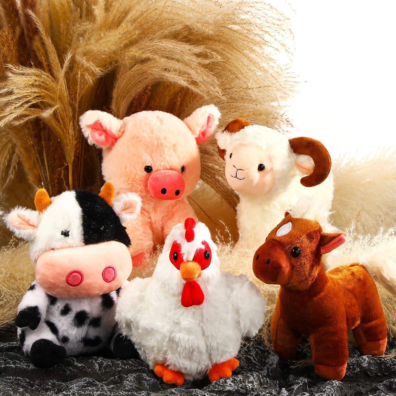 Conjunto de 5 Animales de Granja de Peluche Skylety 25 cm