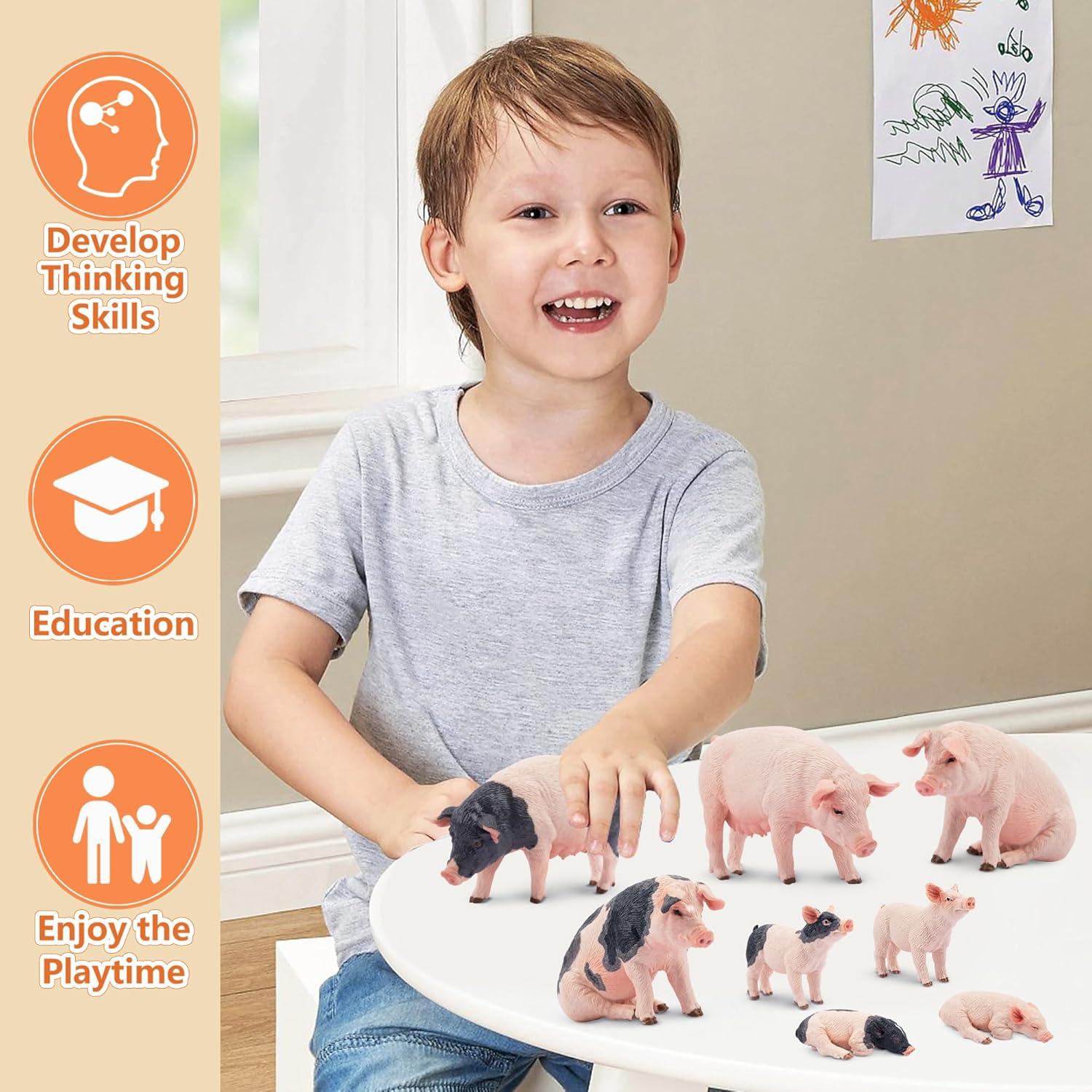 Conjunto de Figuras de Cerdo 8PCS Toymany Realistas