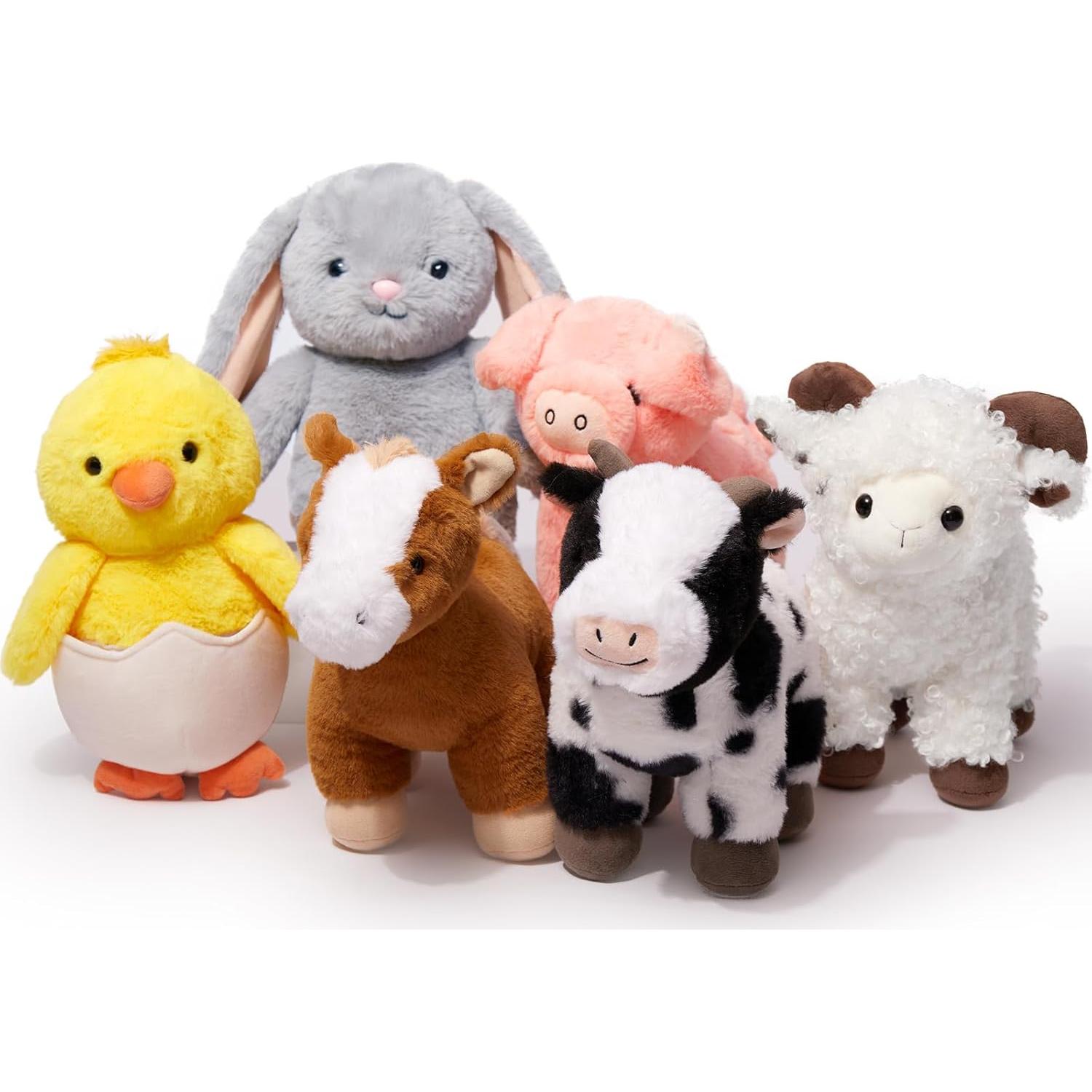 Set de 6 Animales de Granja Peluches MaoGoLan 20 cm
