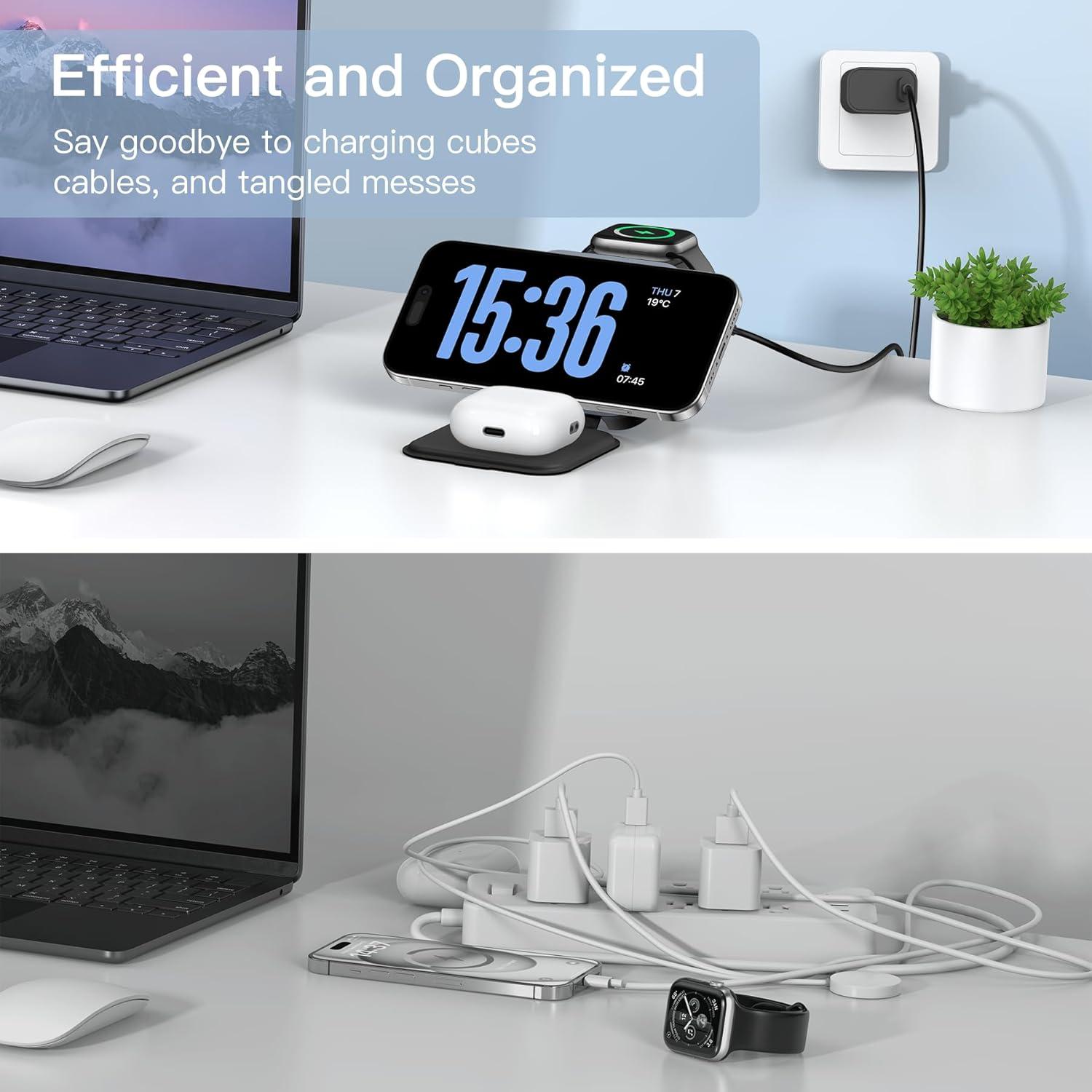 Cargador Inalámbrico 3 en 1 KEEPRO Plegable 21W para iPhone