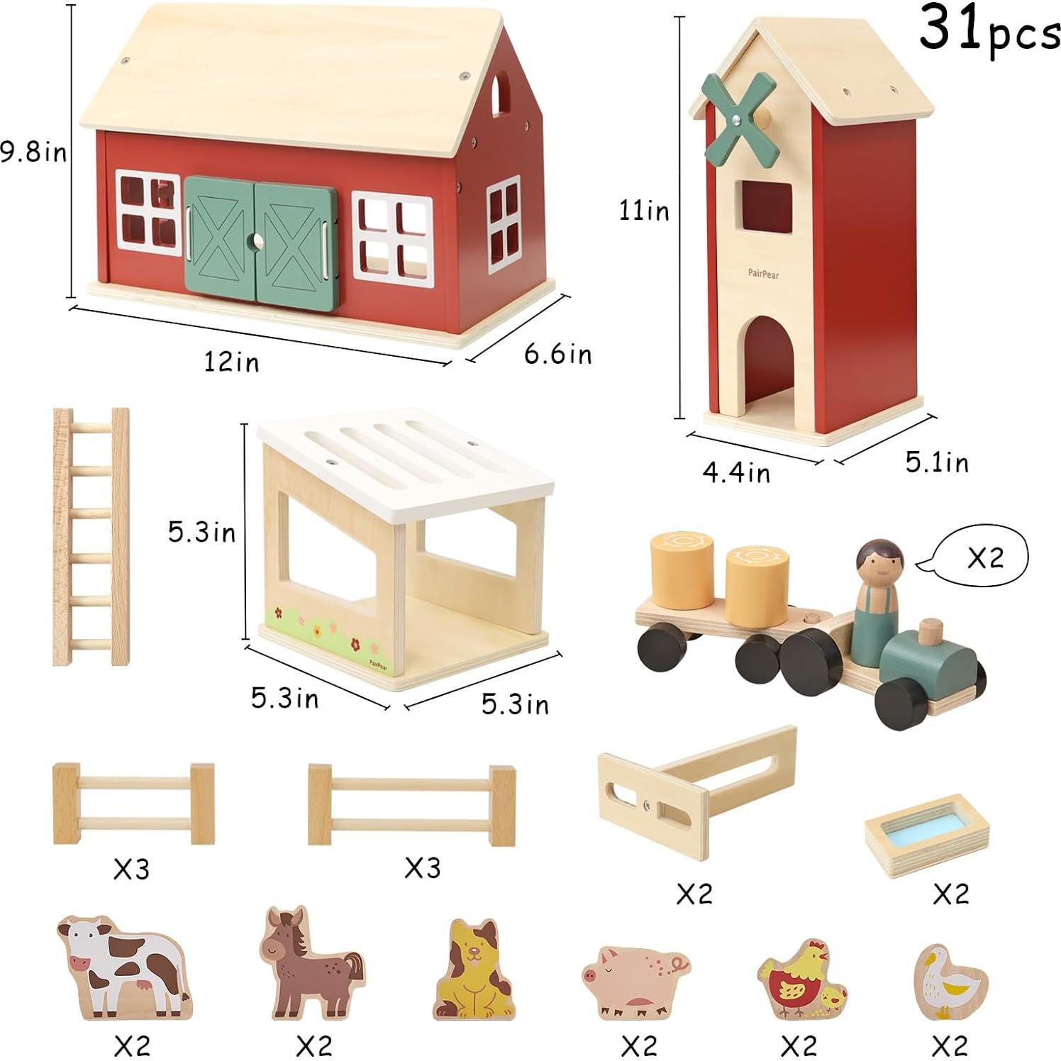 Juguete de Granja PairPear con Animales y Tractor 31 Piezas