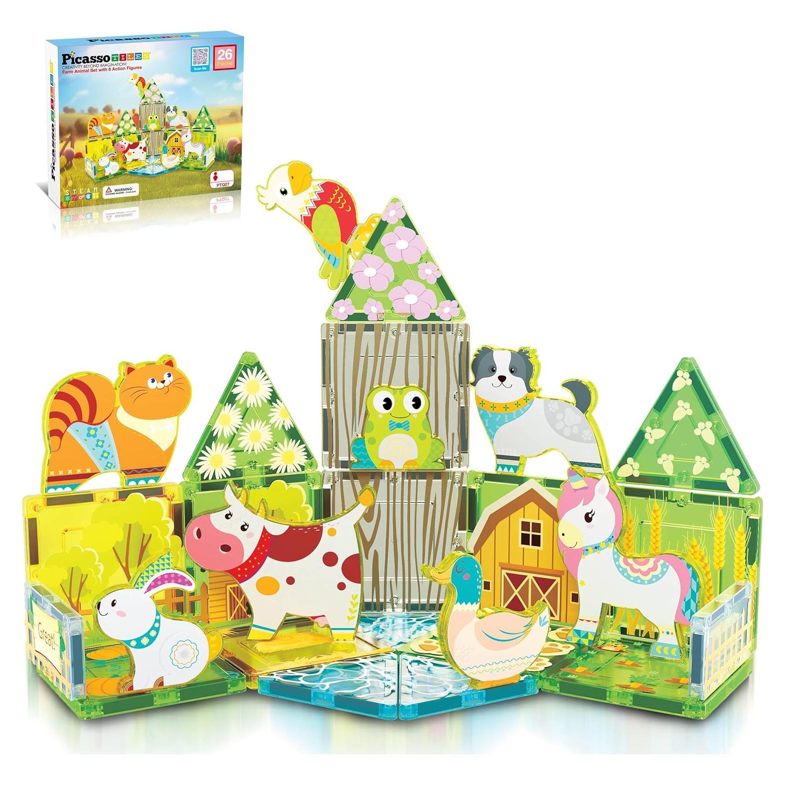 PicassoTiles Bloques Magnéticos Granja Otoño 18 Piezas