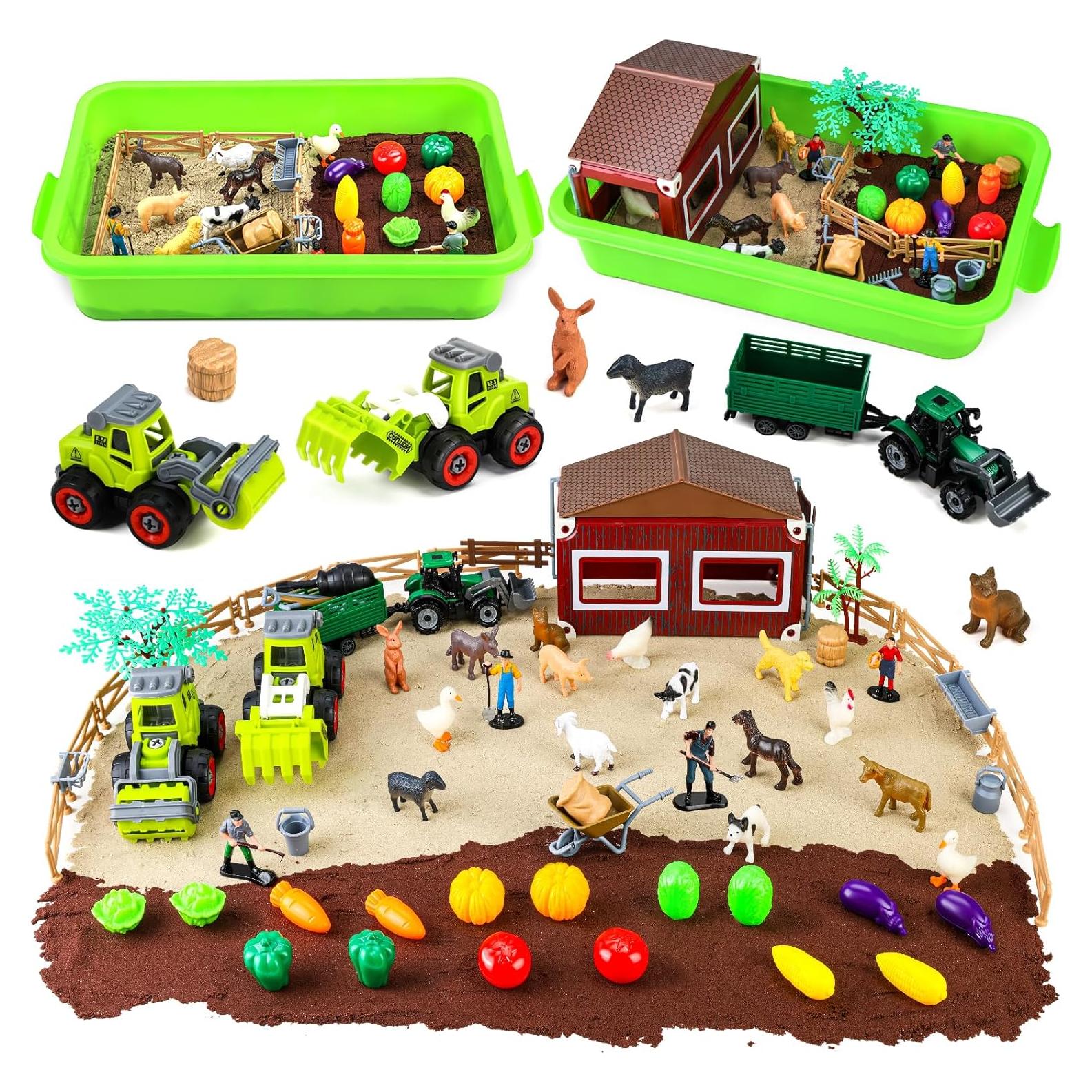 69 PCS Juguetes de Granja ZW Creations con Arena y Animales