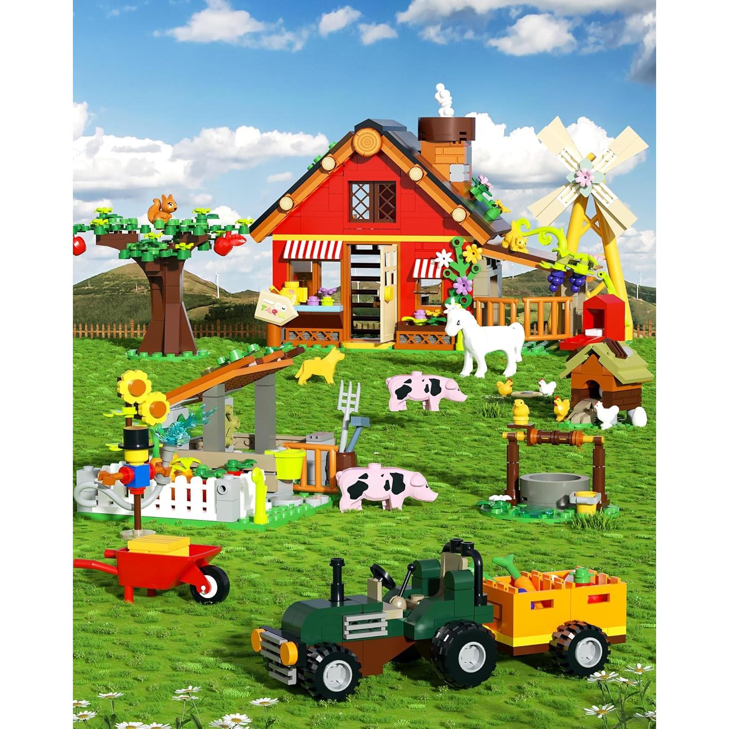 Juego de Construcción de Granja Muiurple con Animales y Molino