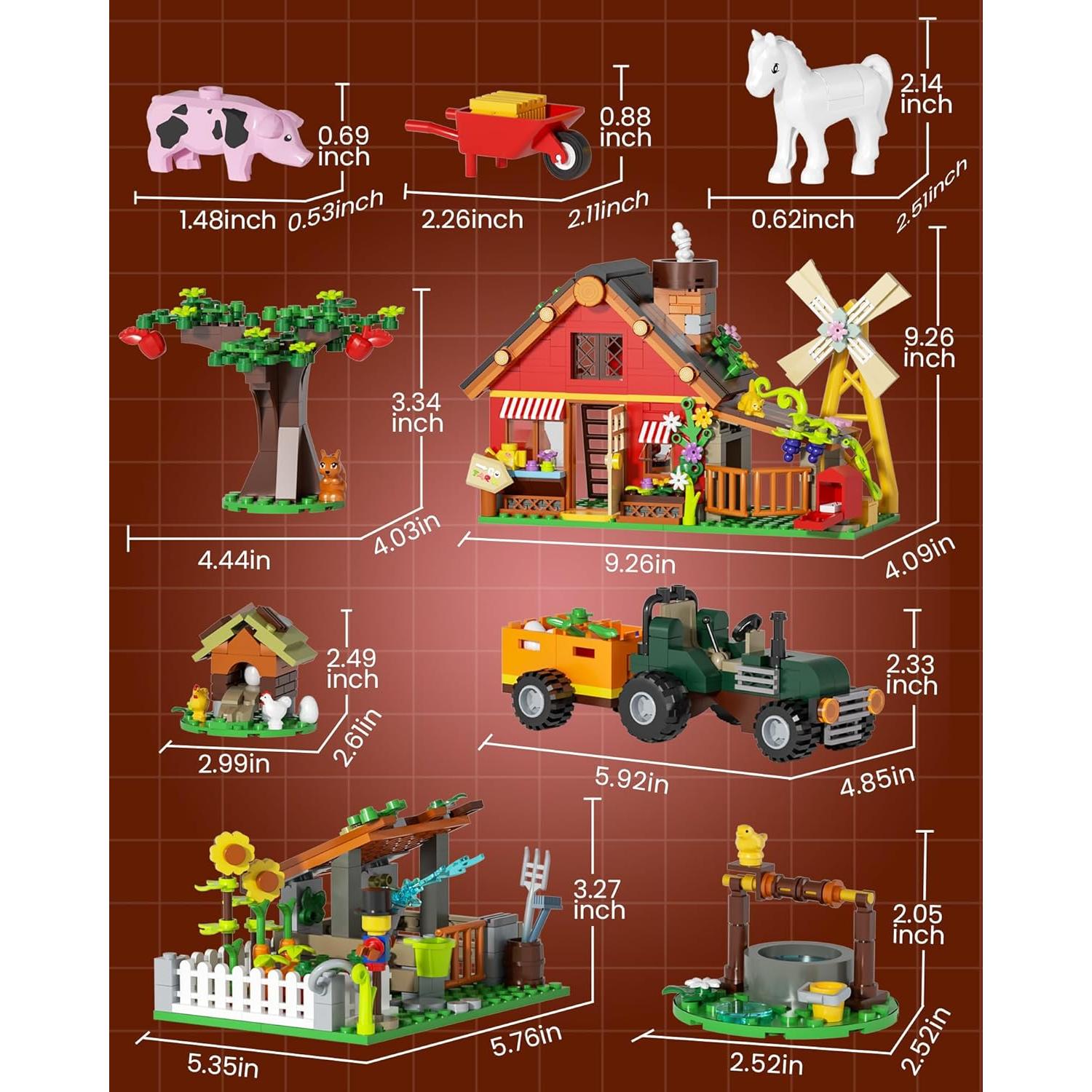 Juego de Construcción de Granja Muiurple con Animales y Molino