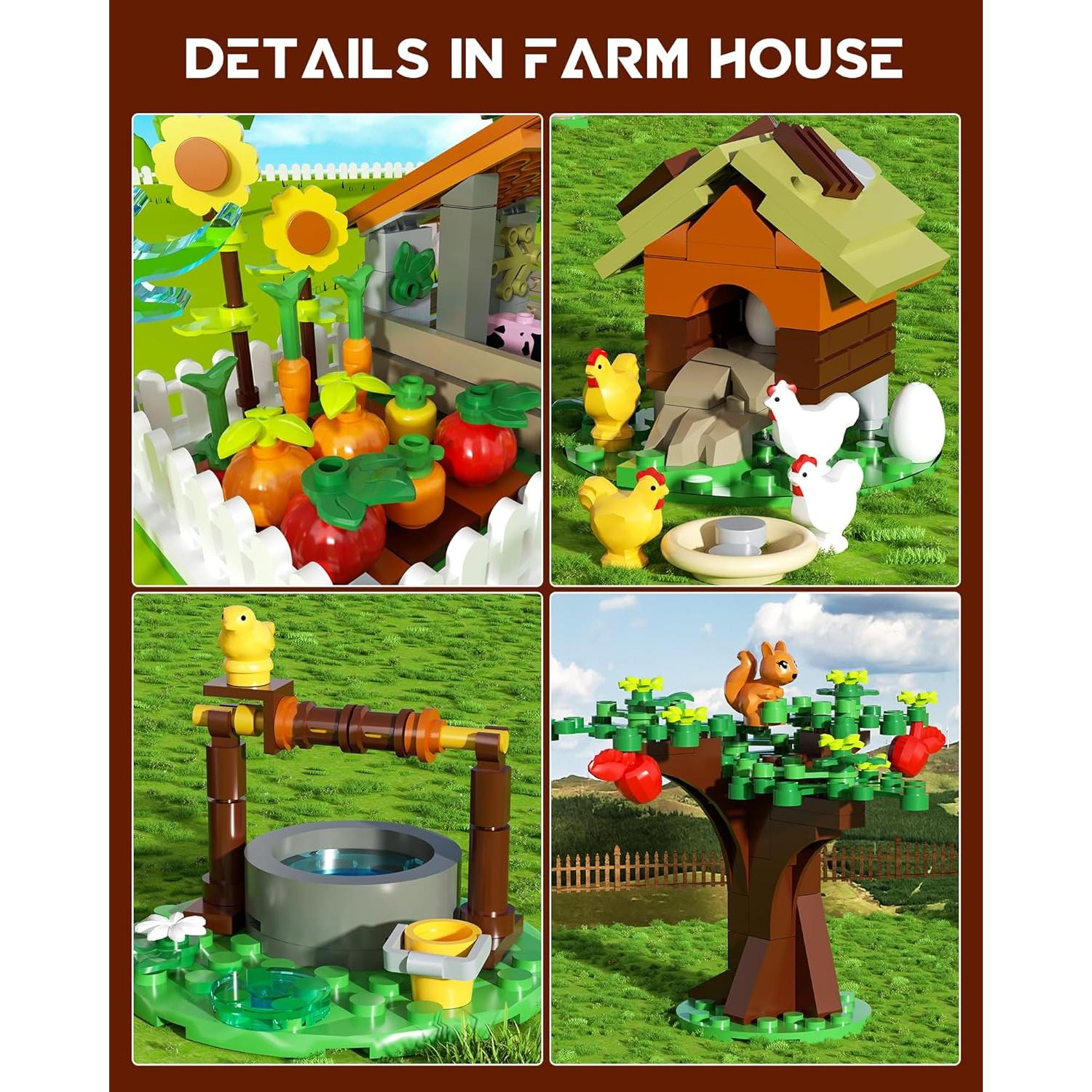 Juego de Construcción de Granja Muiurple con Animales y Molino