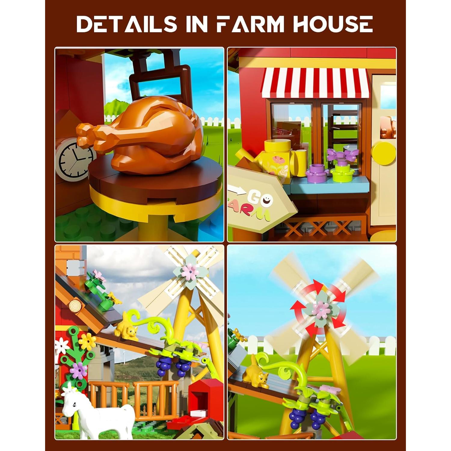 Juego de Construcción de Granja Muiurple con Animales y Molino