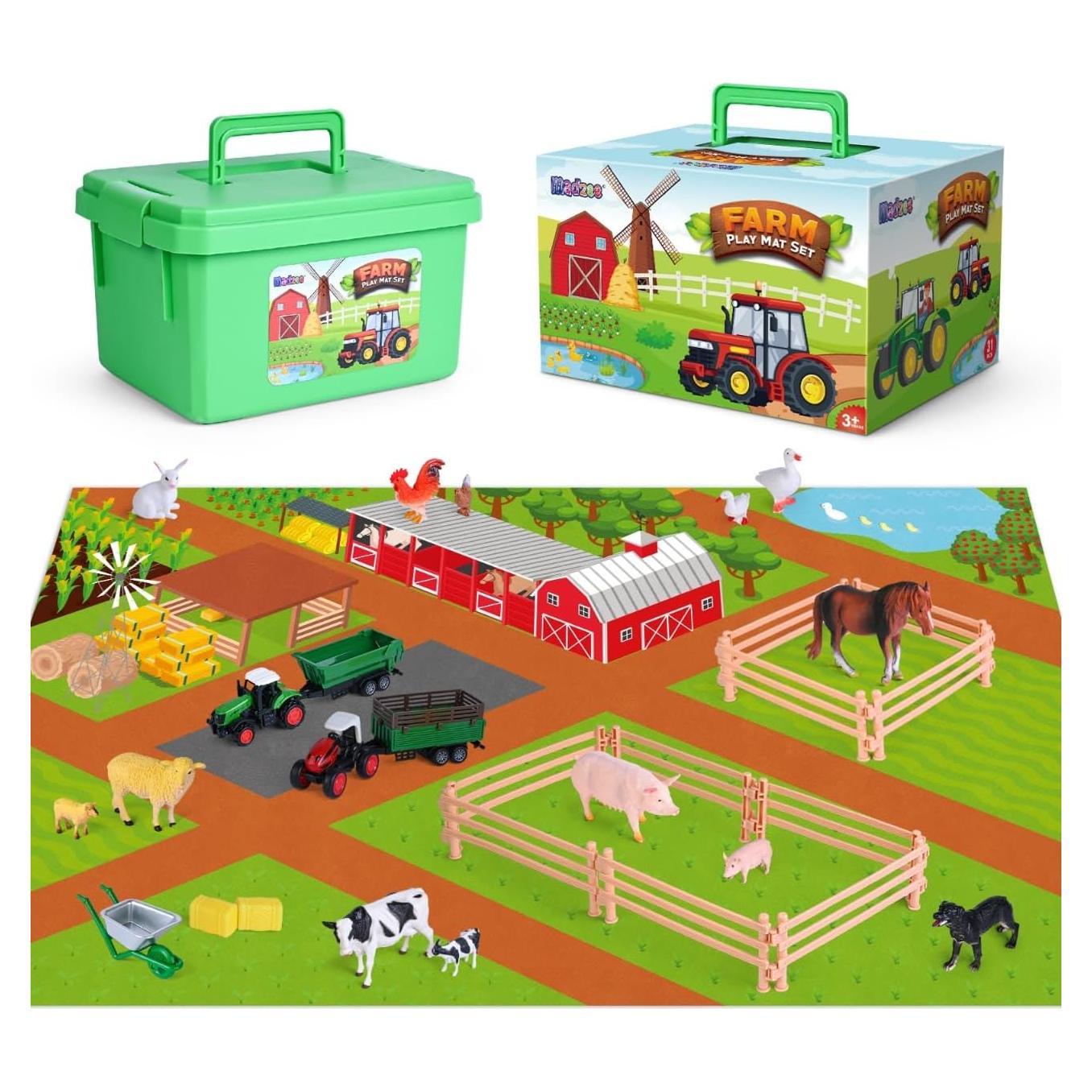 Juego de Juguetes de Granja Madzee con Alfombra 68x102cm