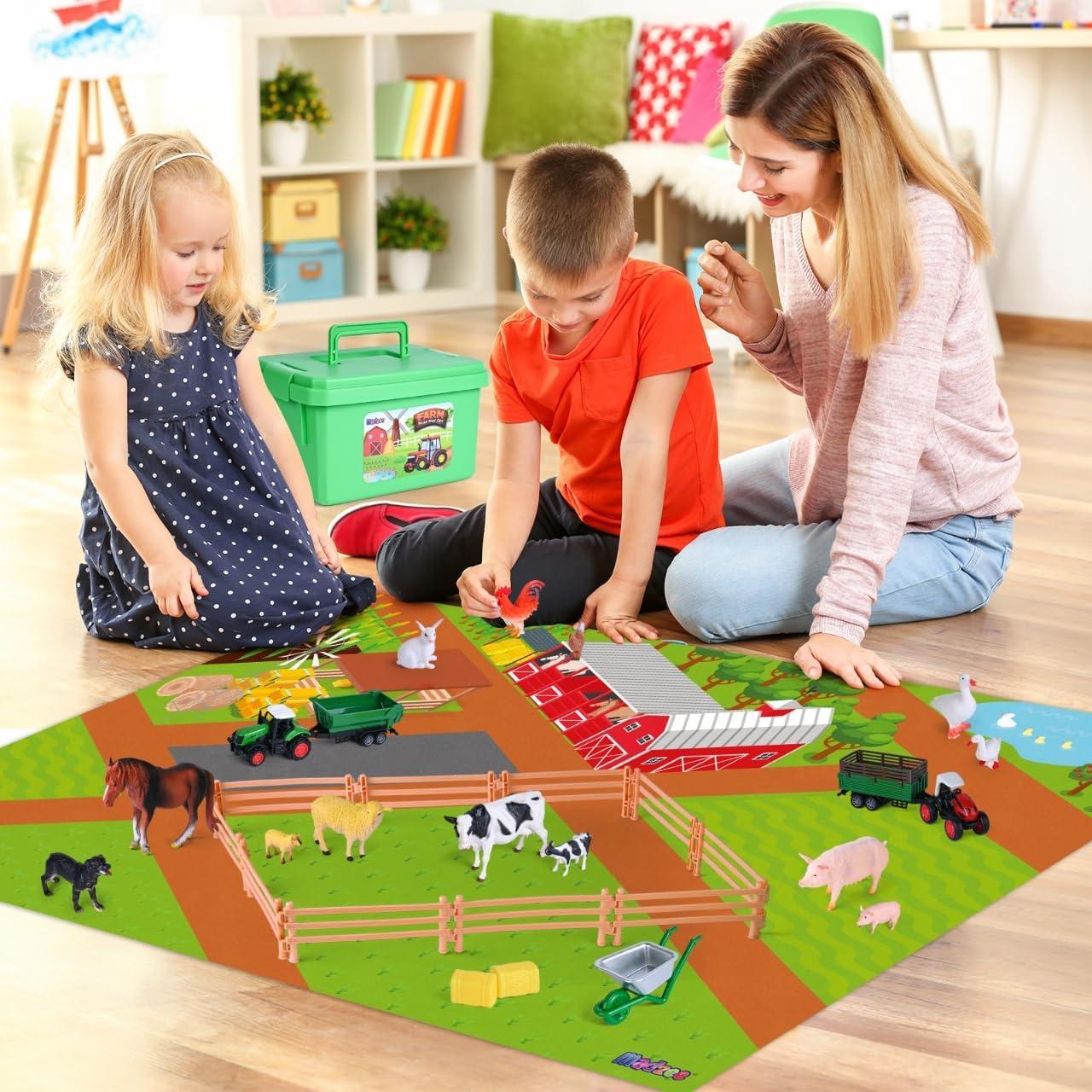 Juego de Juguetes de Granja Madzee con Alfombra 68x102cm
